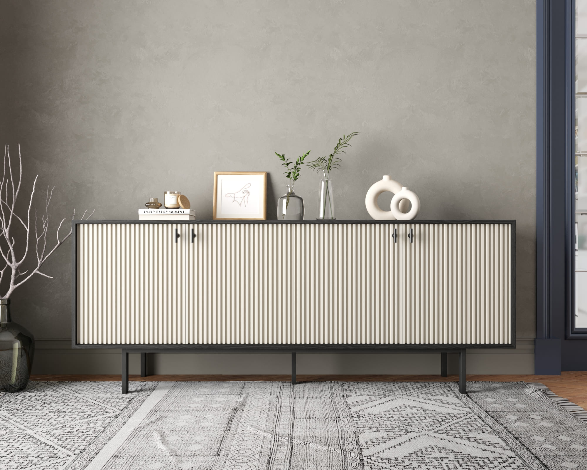 Комод с четыремя дверками "Emerson" арт EM01/milky/L в интернет-магазине