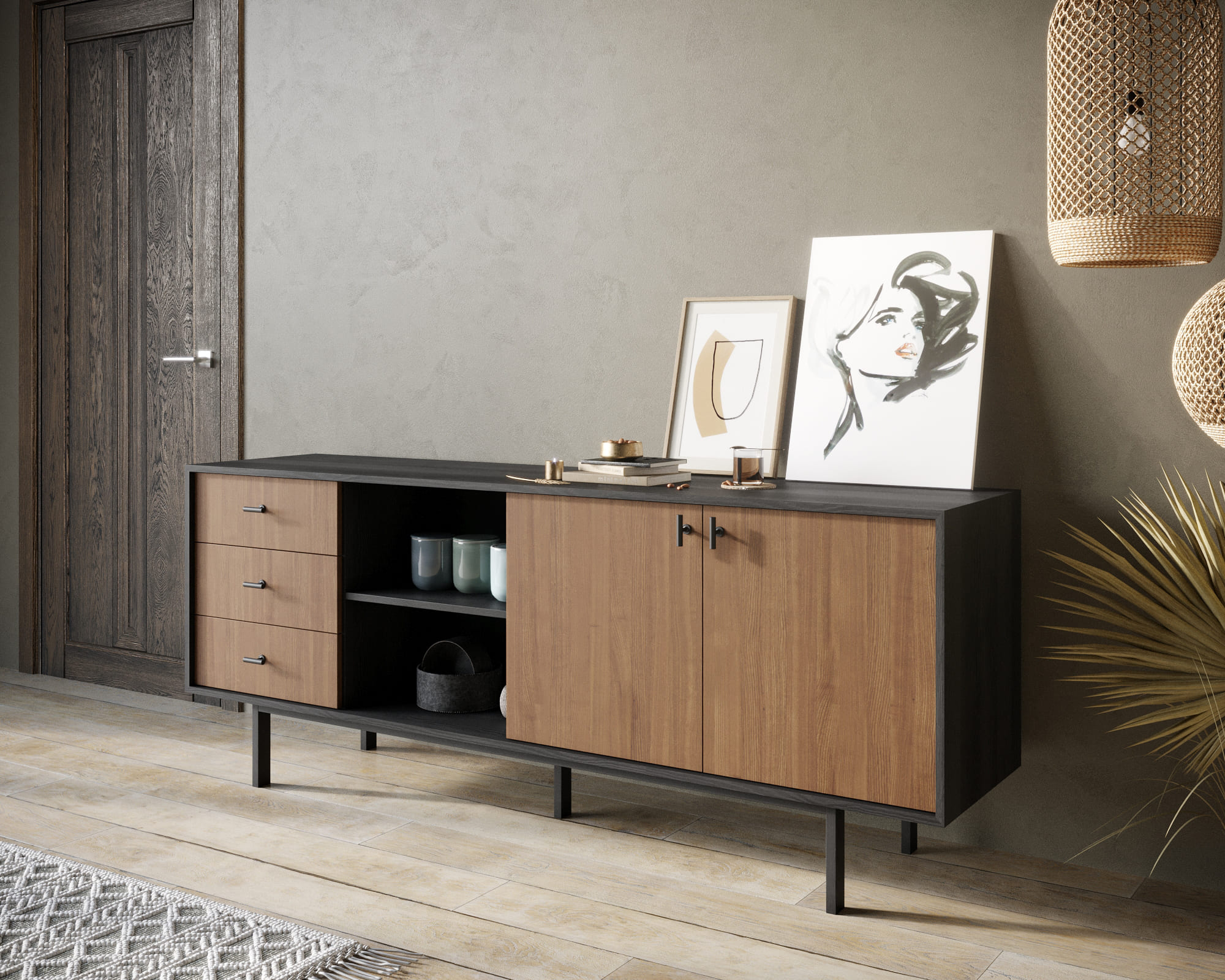 заказать Комод с дверками и нишей "Emerson" арт EM15