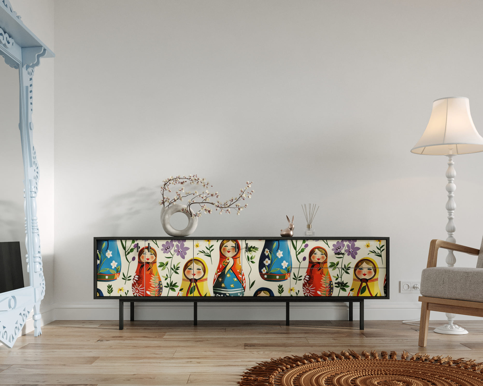 Комод с четырьмя дверками и двумя ящиками "Emerson" Матрешки арт EM04/Art04 в интернет-магазине в Москве Комод с четырьмя дверками и двумя ящиками "Emerson" Матрешки арт EM04/Art04 в интернет-магазине