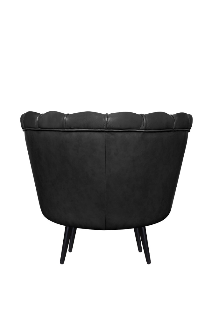 Низкое кресло ракушка Pearl Black V2 на черных ножках в интернет-магазине