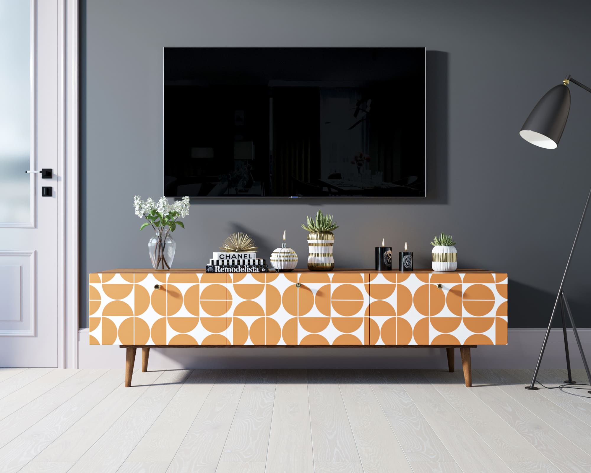 Комод "Berber" с ящиками низкий под TV принт 14 арт BB19/Print_14 в интерьере в Москве Комод "Berber" с ящиками низкий под TV принт 14 арт BB19/Print_14 в интерьере