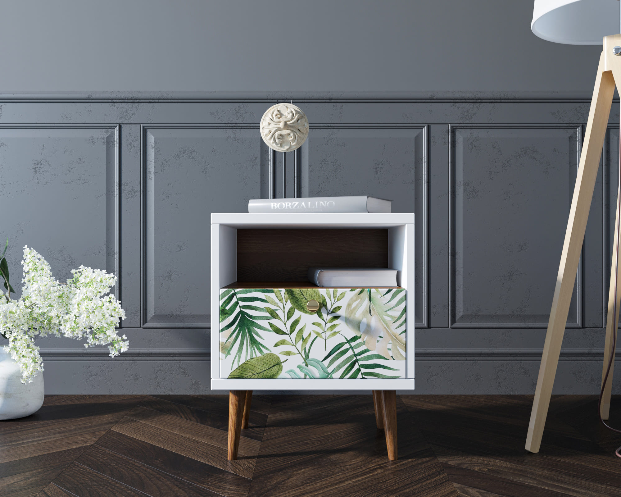 Тумбочка "Berber" с одним ящиком 4 принт арт BB06/Print_04, разноцветная в интернет-магазине