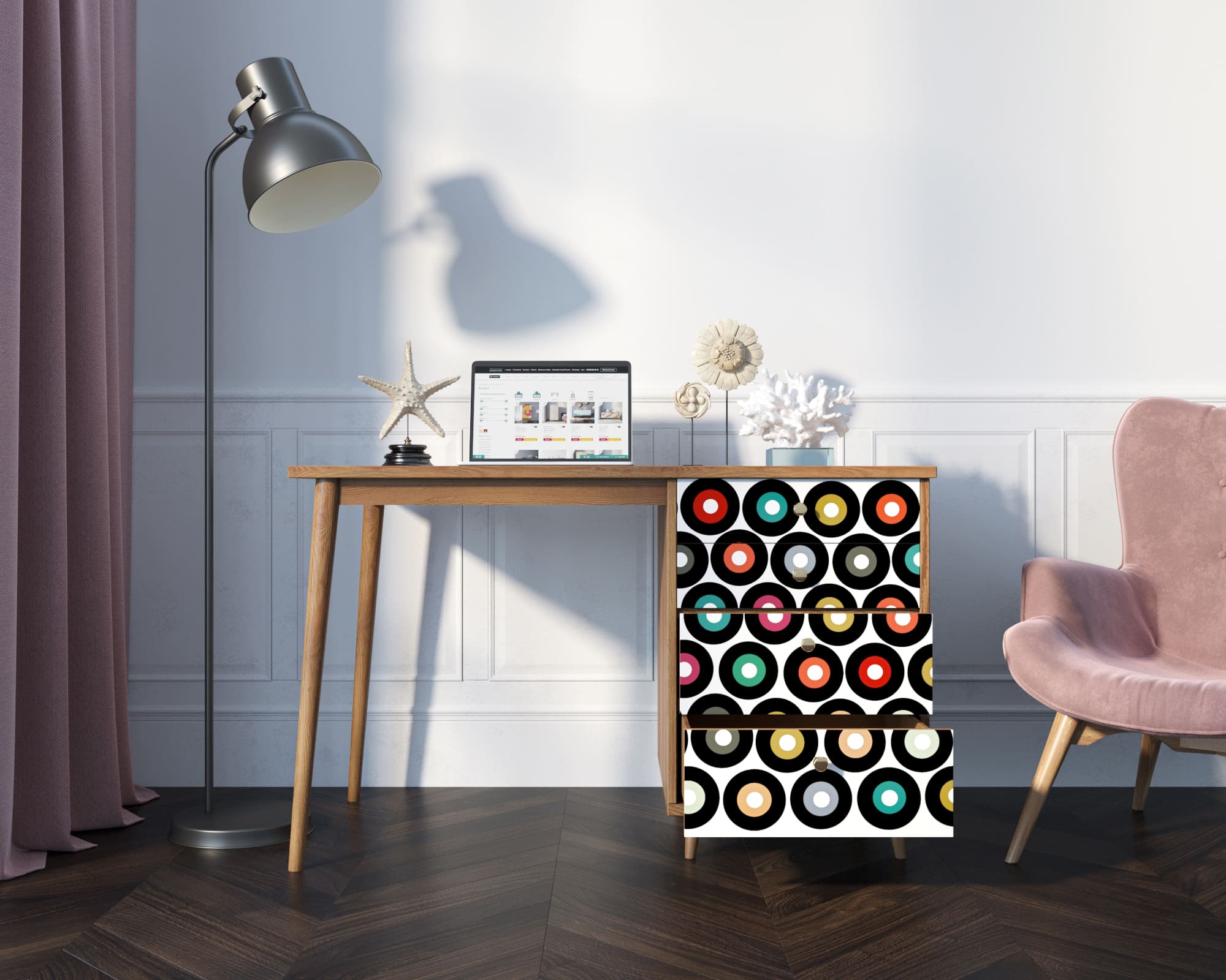 купить Стол рабочий "Berber" принт 37 с одной тумбой арт BB31/Print_37