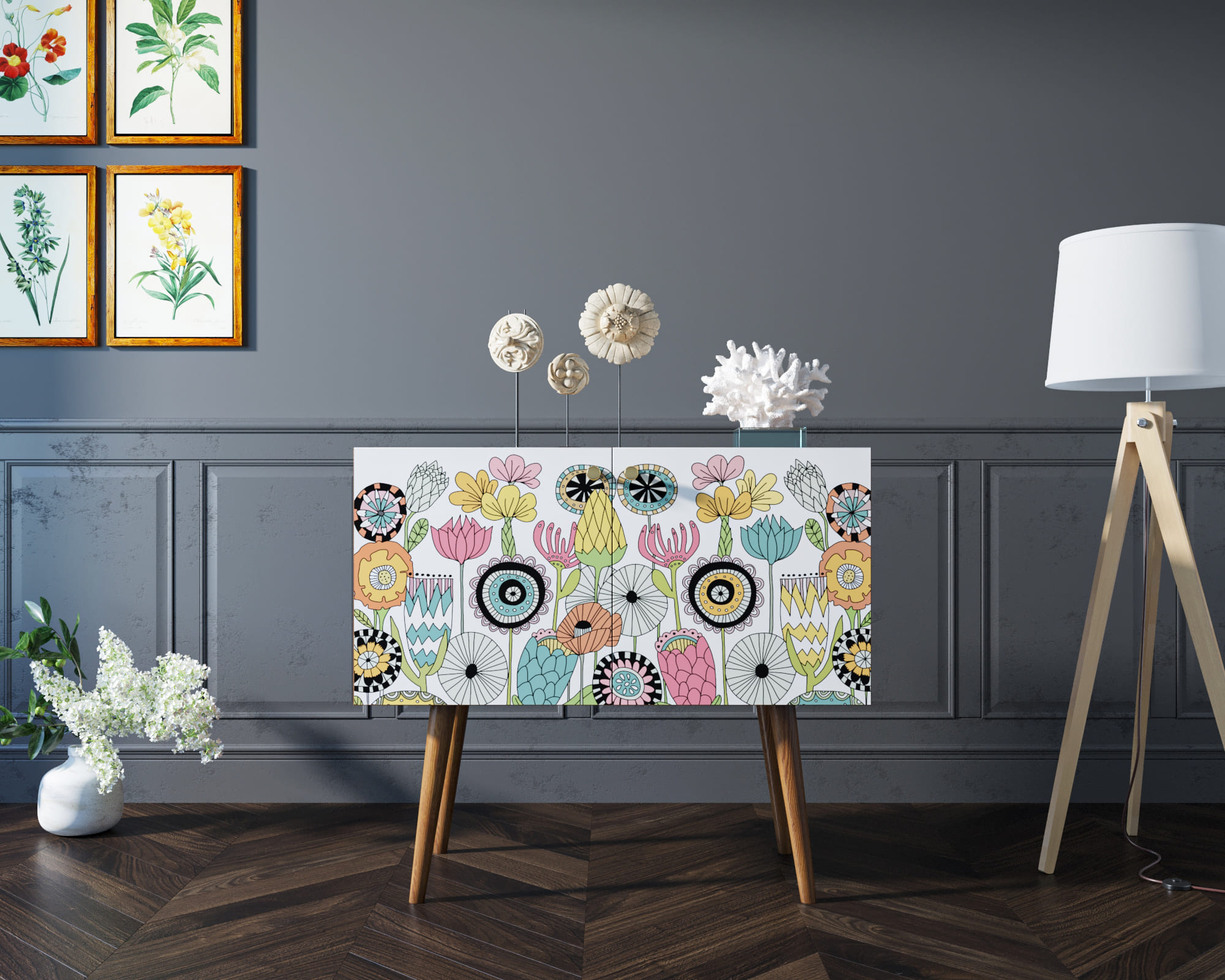 Комод на высоких ножках "Berber" малый арт BB13/Print_03 в интернет-магазине в Москве Комод на высоких ножках "Berber" малый арт BB13/Print_03 в интернет-магазине