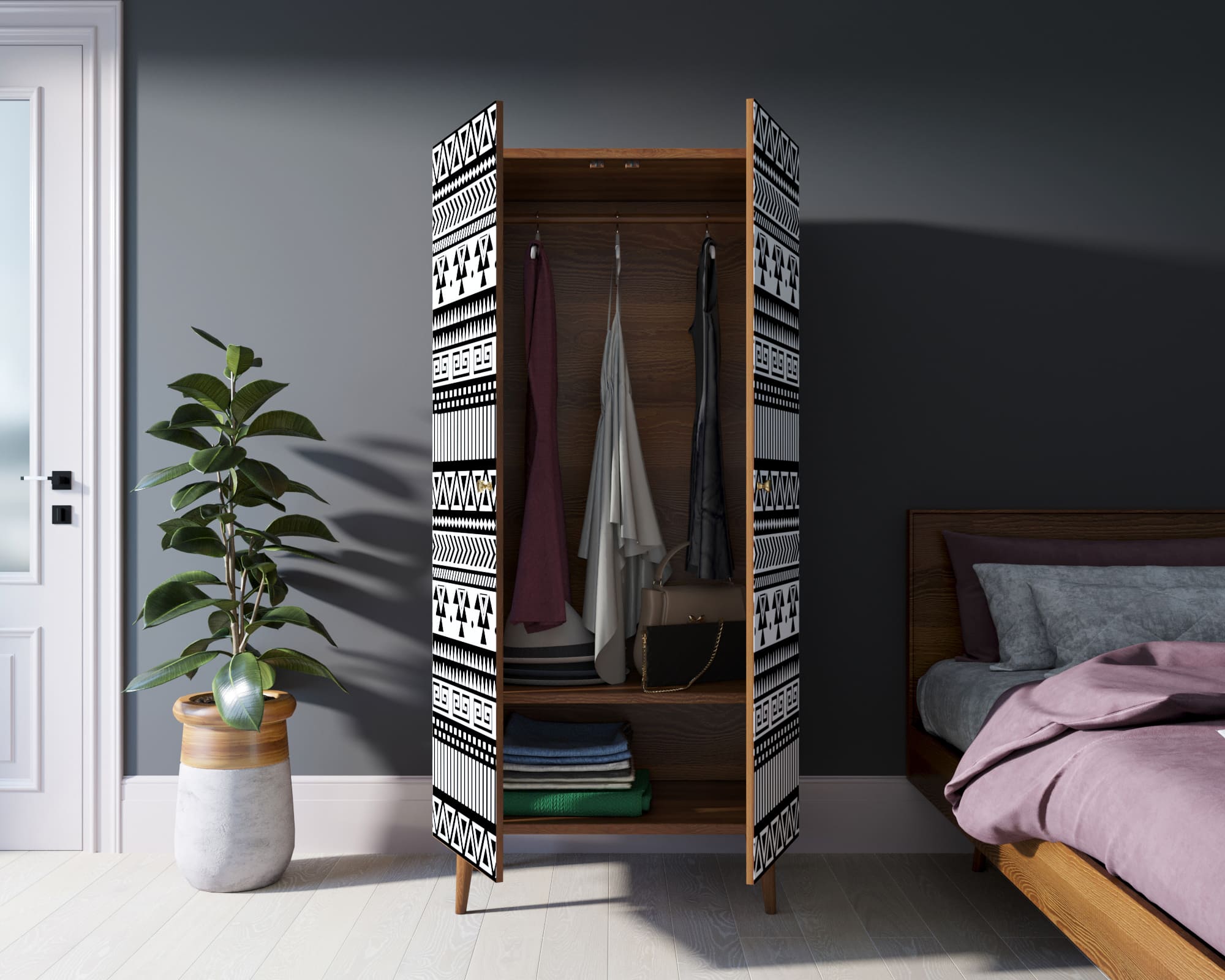 Шкаф малый двухстворчатый "Berber" принт 19 арт BB08/Print_19 в интернет-магазине