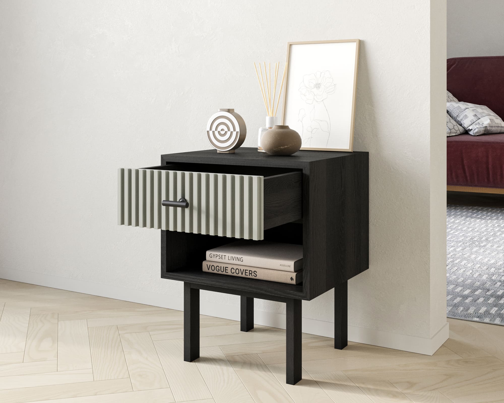 купить Тумбочка с верхним ящиком "Emerson" арт EM11/gray/L в Москве купить Тумбочка с верхним ящиком "Emerson" арт EM11/gray/L