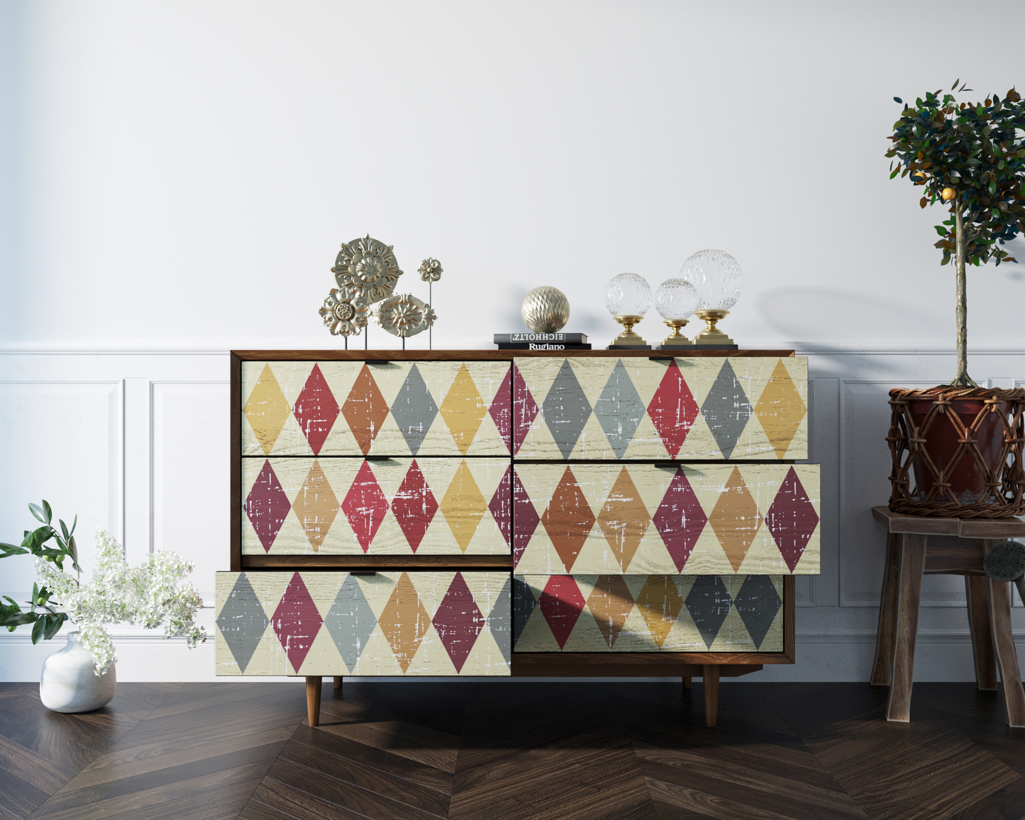 заказать Комод "Bruni print" с шестью ящиками арт BR05P