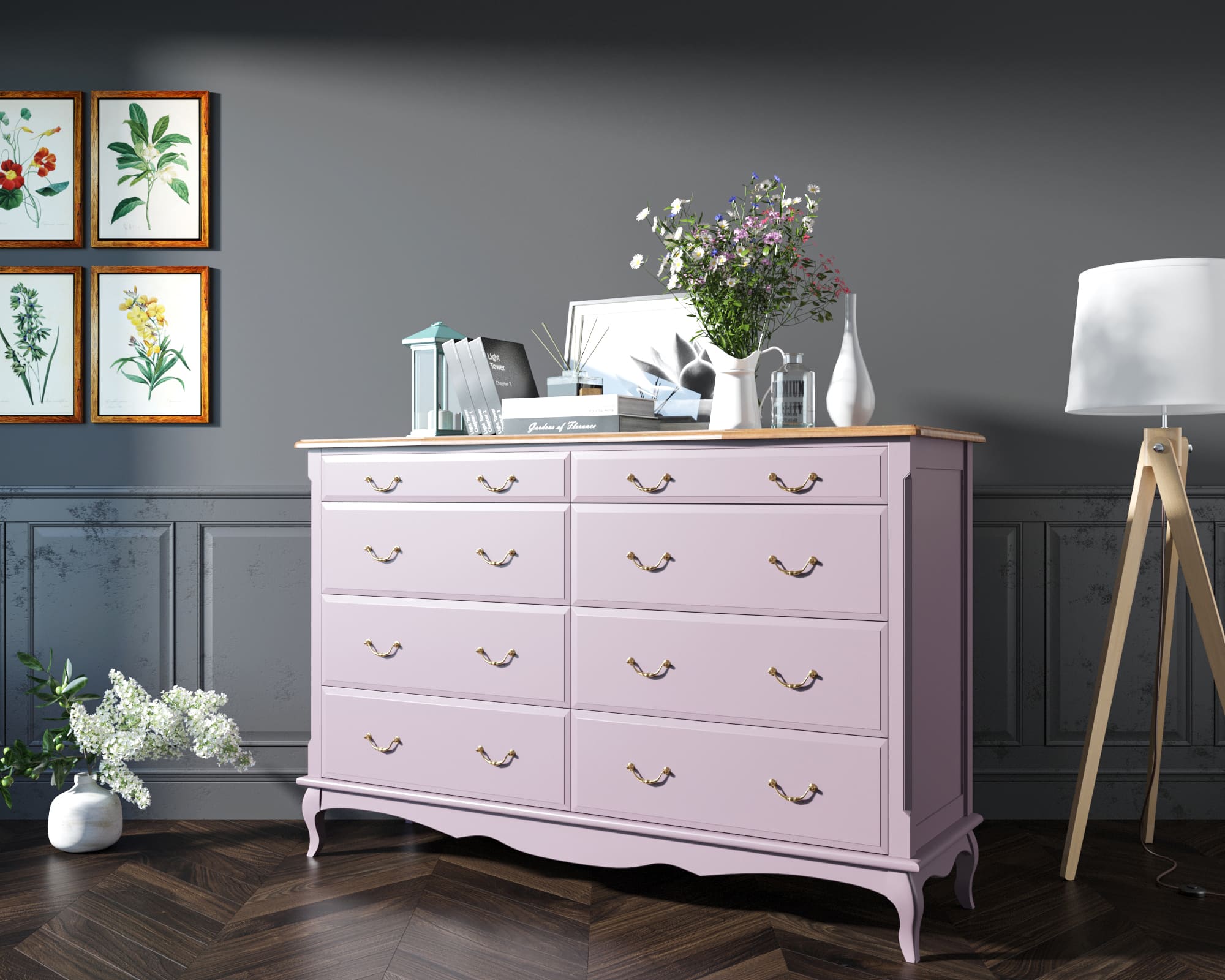 Комод Leontina Lavanda на восемь ящиков арт ST9316/2L в интернет-магазине в Москве Комод Leontina Lavanda на восемь ящиков арт ST9316/2L в интернет-магазине