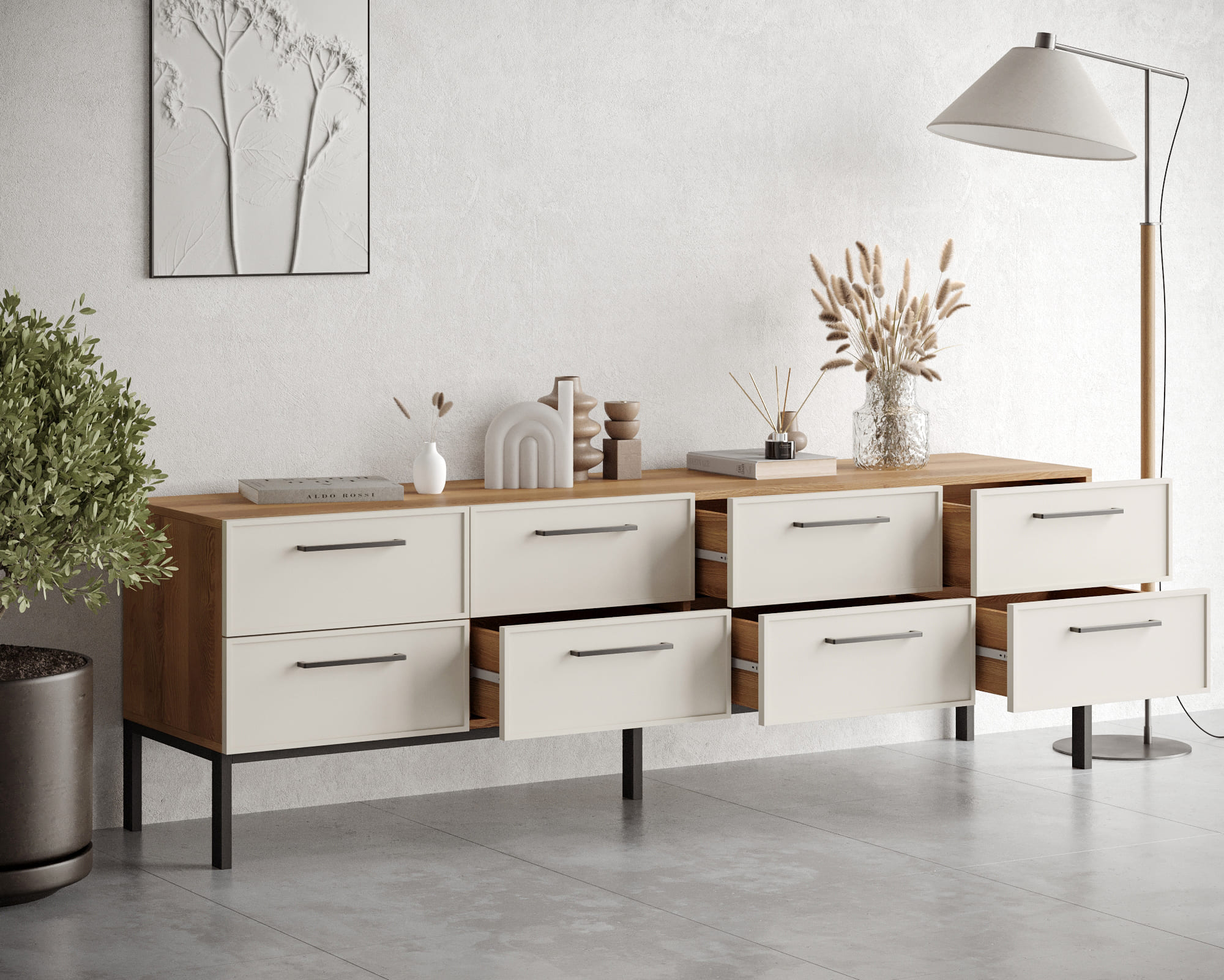 купить Комод с восемью ящиками "Nicole" арт NEM03