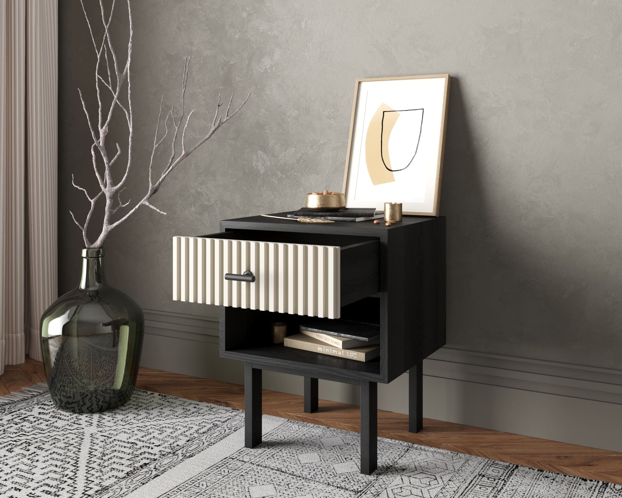 купить Тумбочка с верхним ящиком "Emerson" арт EM11/milky/L в Москве купить Тумбочка с верхним ящиком "Emerson" арт EM11/milky/L