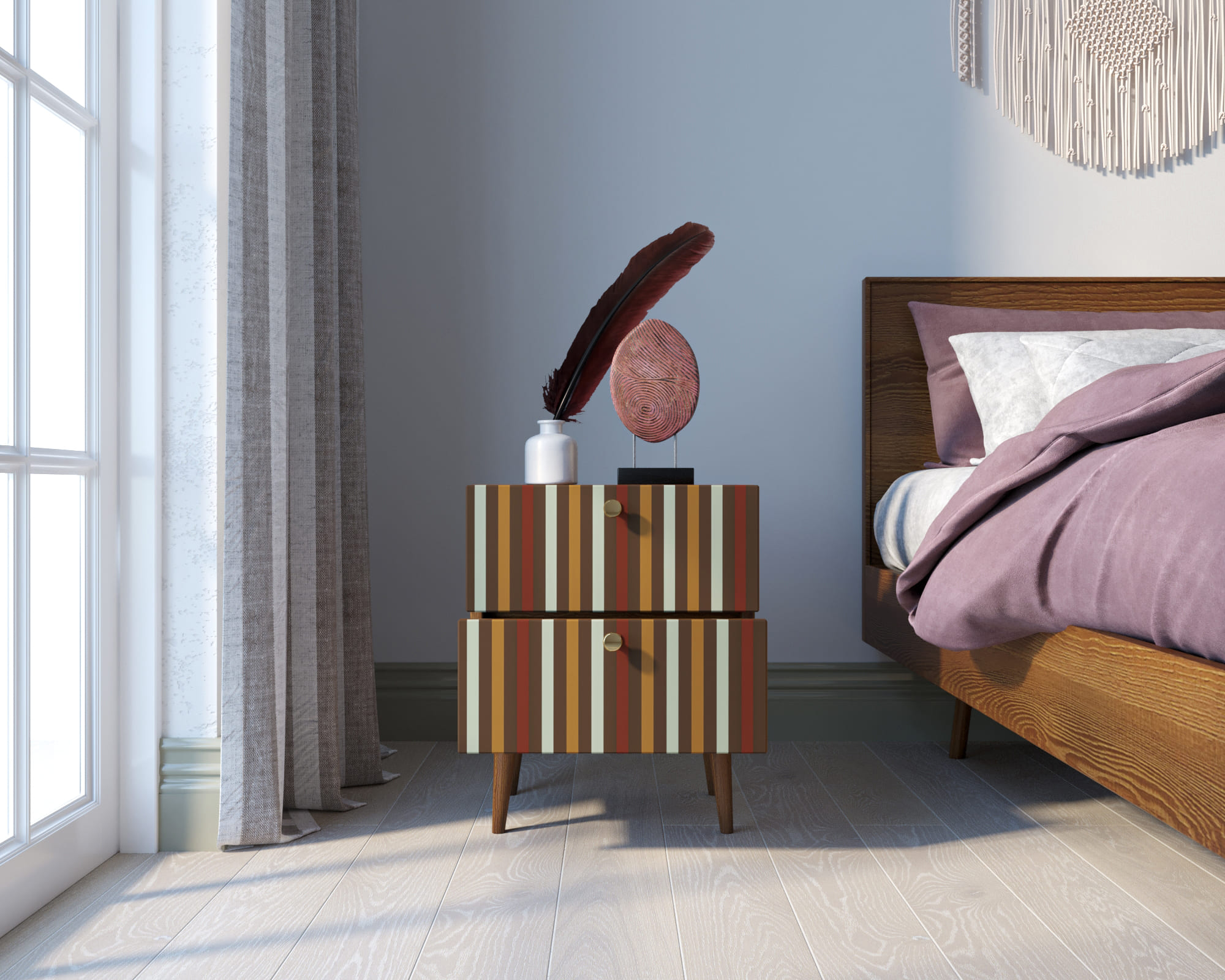 Тумбочка "Berber" с двумя ящиками 20 принт арт BB03/Print_20, разноцветная в интернет-магазине