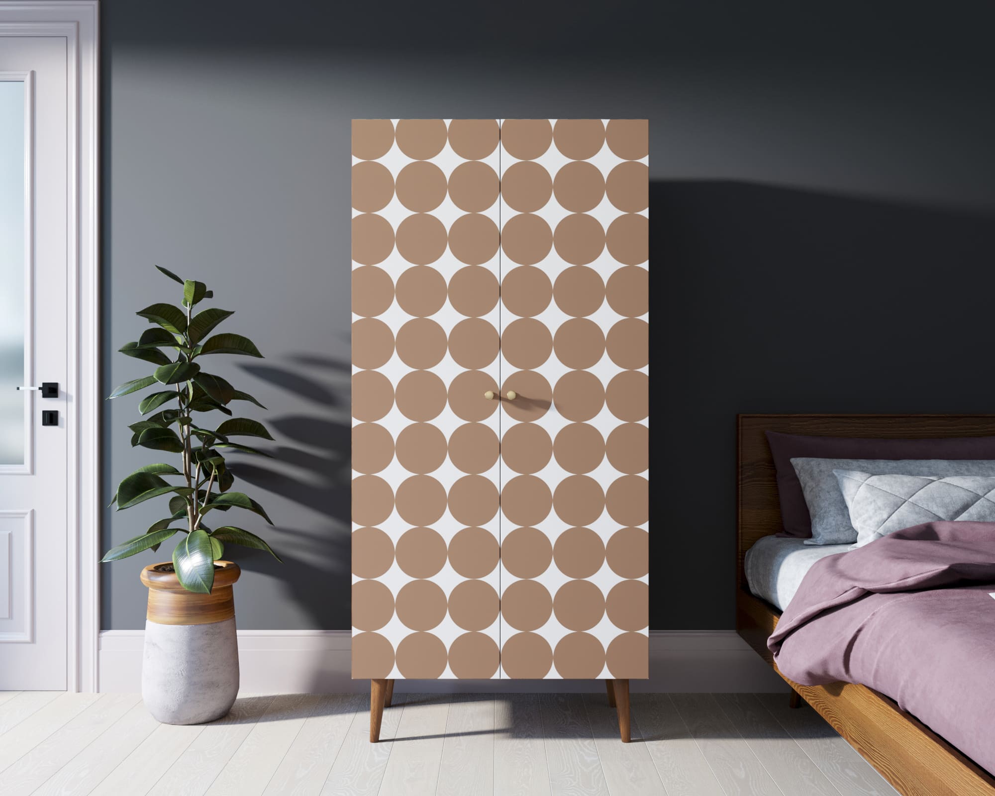 Шкаф малый двухстворчатый "Berber" принт 17 арт BB08/Print_17 в интерьере