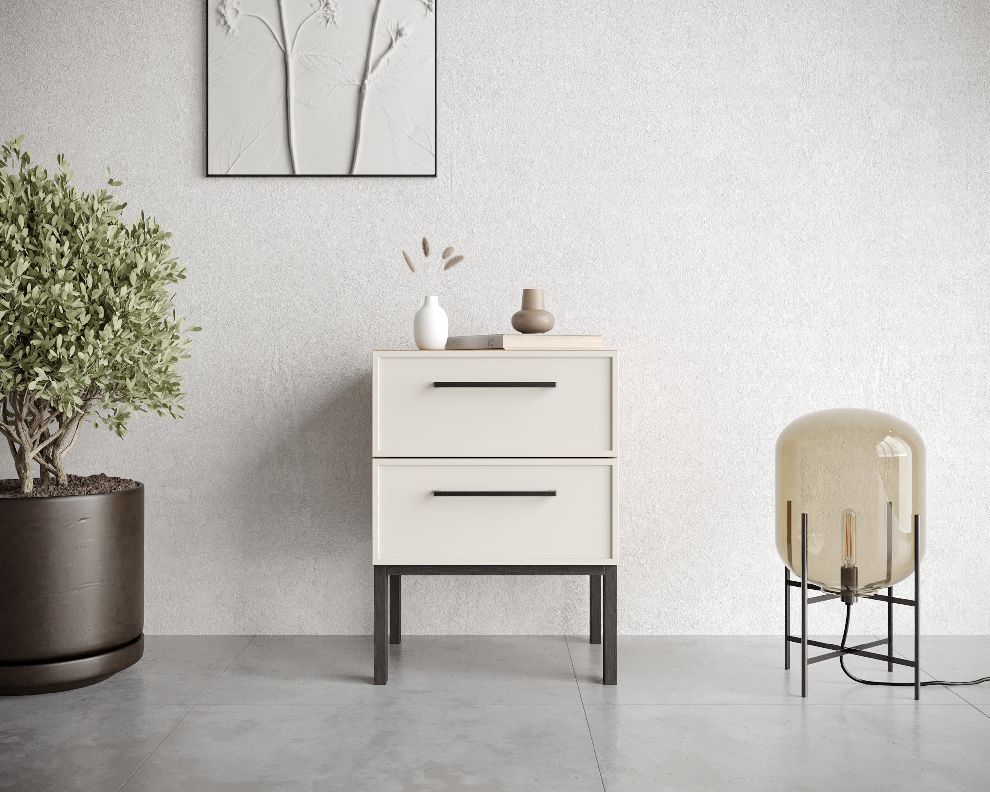 Тумбочка с двумя ящиками "Nicole" арт NEM16 Белый в интернет-магазине в Москве Тумбочка с двумя ящиками "Nicole" арт NEM16 Белый в интернет-магазине