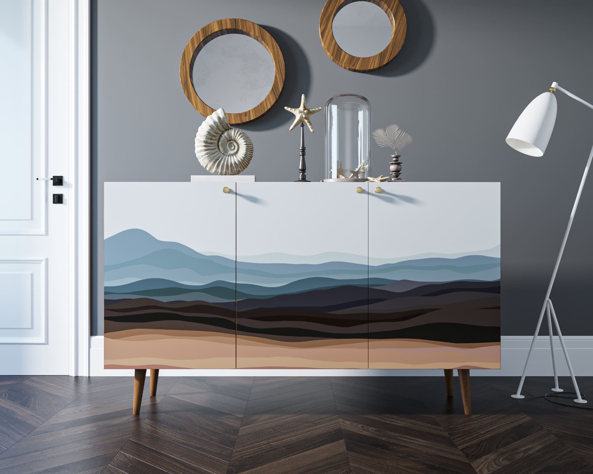 Комод "Berber" три дверки 11 принт арт BB01/Print_11 в интерьере в Москве Комод "Berber" три дверки 11 принт арт BB01/Print_11 в интерьере