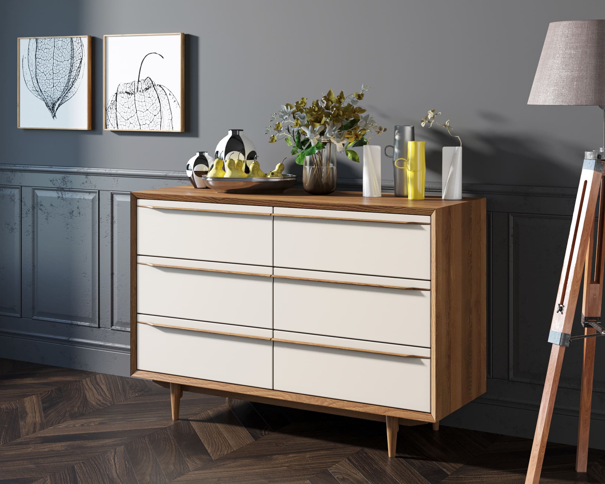 заказать Комод "Bruni white" с шестью ящиками арт BR05WH в Москве заказать Комод "Bruni white" с шестью ящиками арт BR05WH