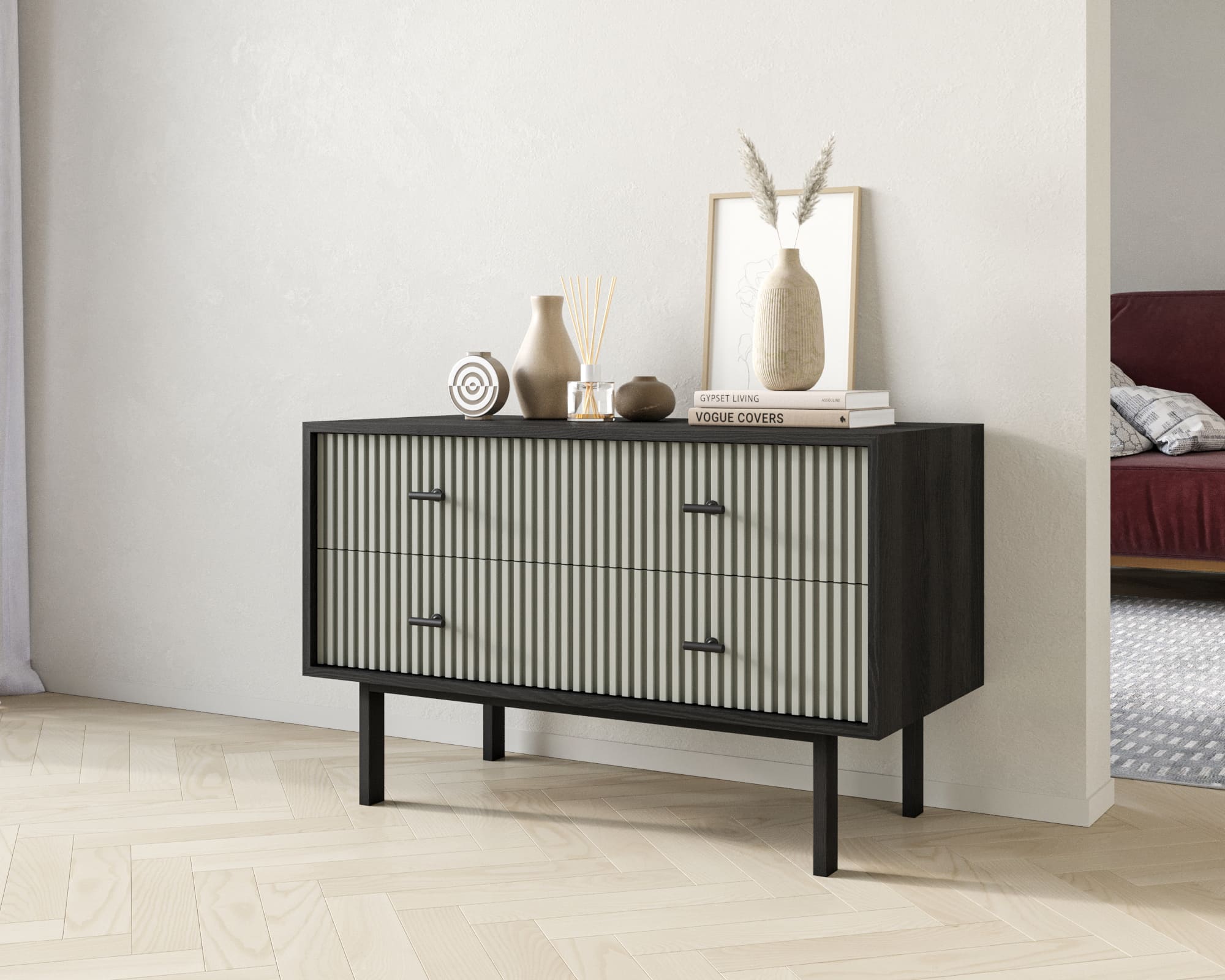 заказать Комод с четырьмя ящиками "Emerson" арт EM05/gray/L