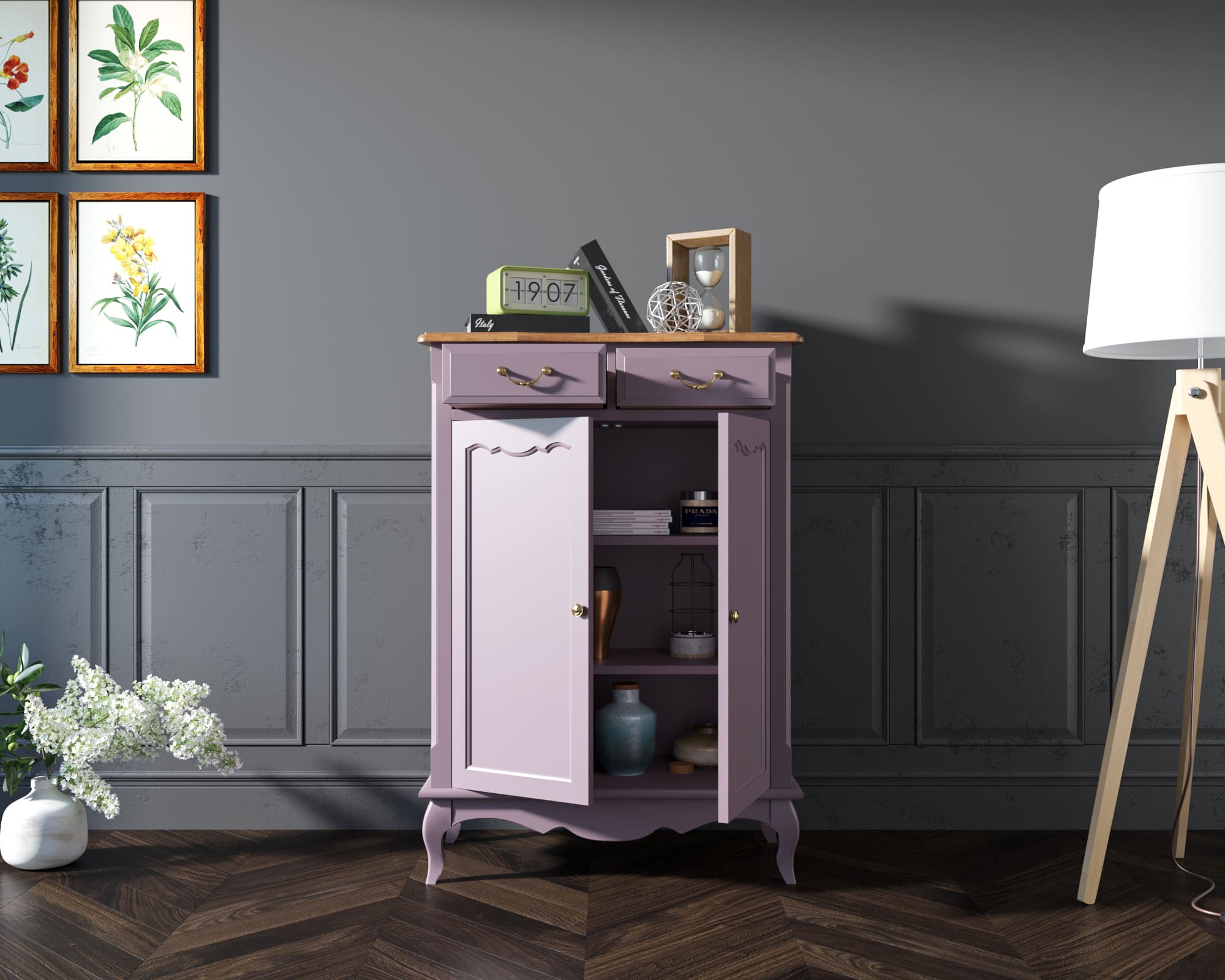 купить Комод «Leontina Lavanda» на 2 ящика 2 дверки арт ST9329RL в Москве купить Комод «Leontina Lavanda» на 2 ящика 2 дверки арт ST9329RL