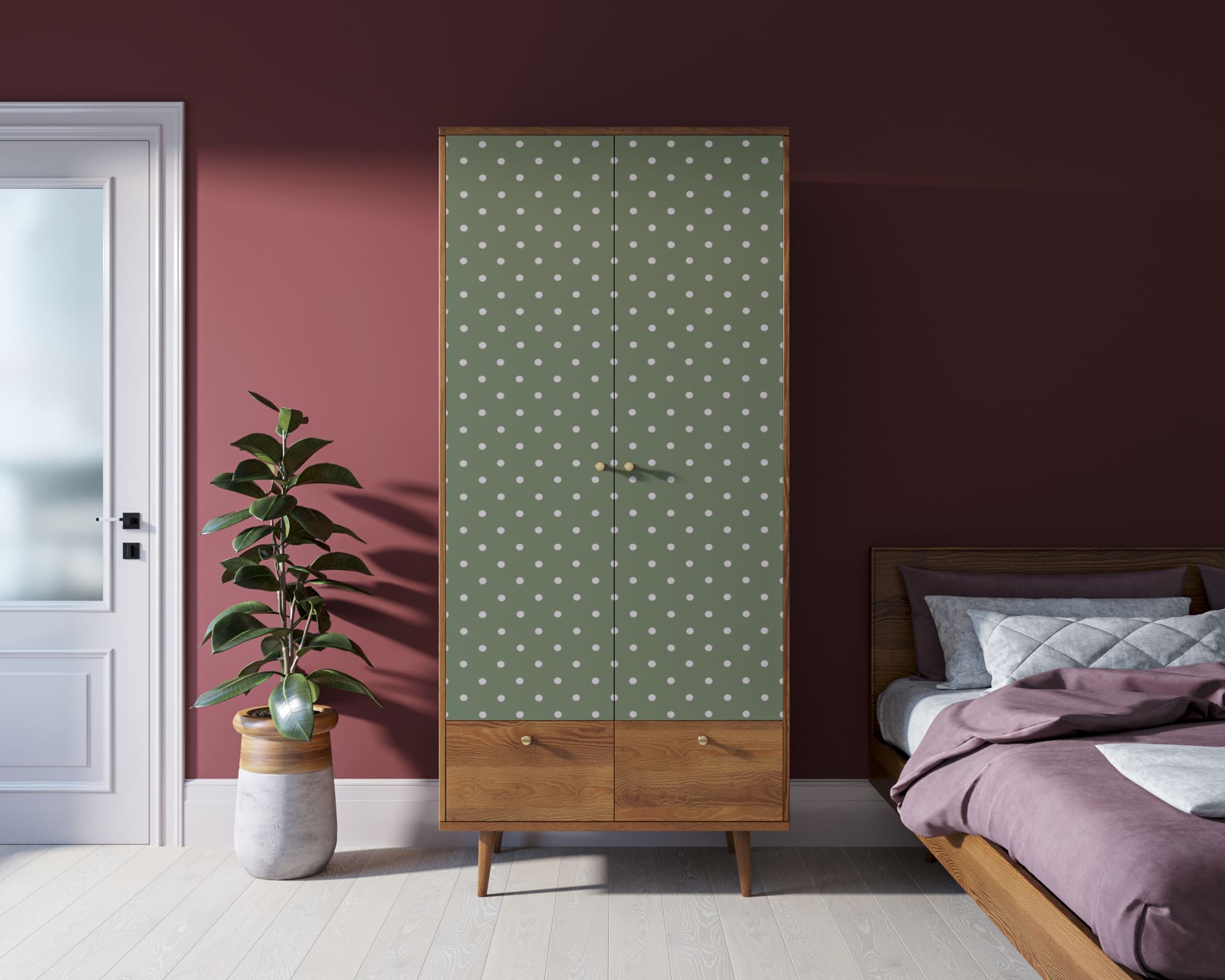 Шкаф двухстворчатый "Berber" принт 12 арт BB16/Print_12 в интерьере