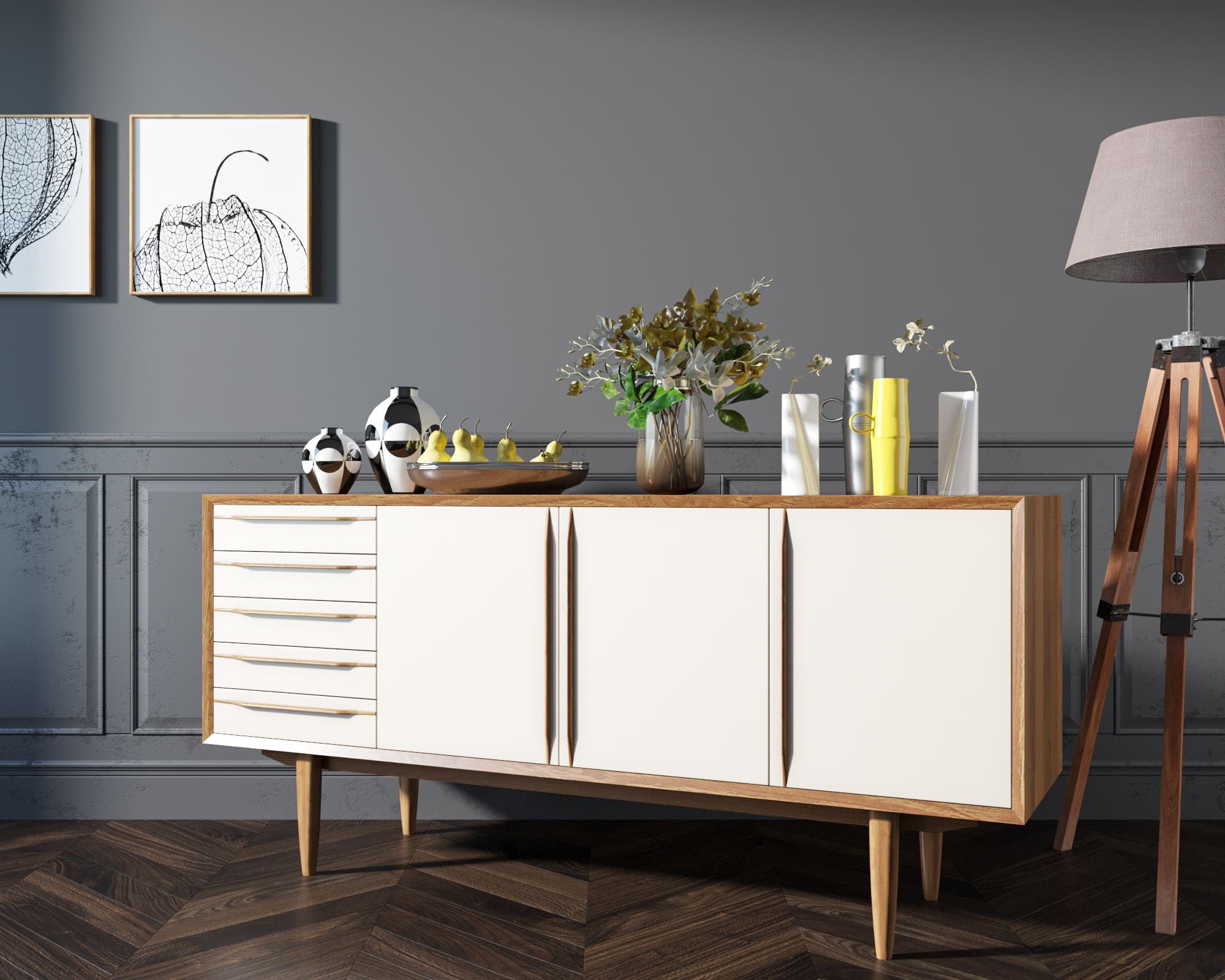 Комод "Bruni white" три дверки арт BR04WH в интернет-магазине в Москве Комод "Bruni white" три дверки арт BR04WH в интернет-магазине