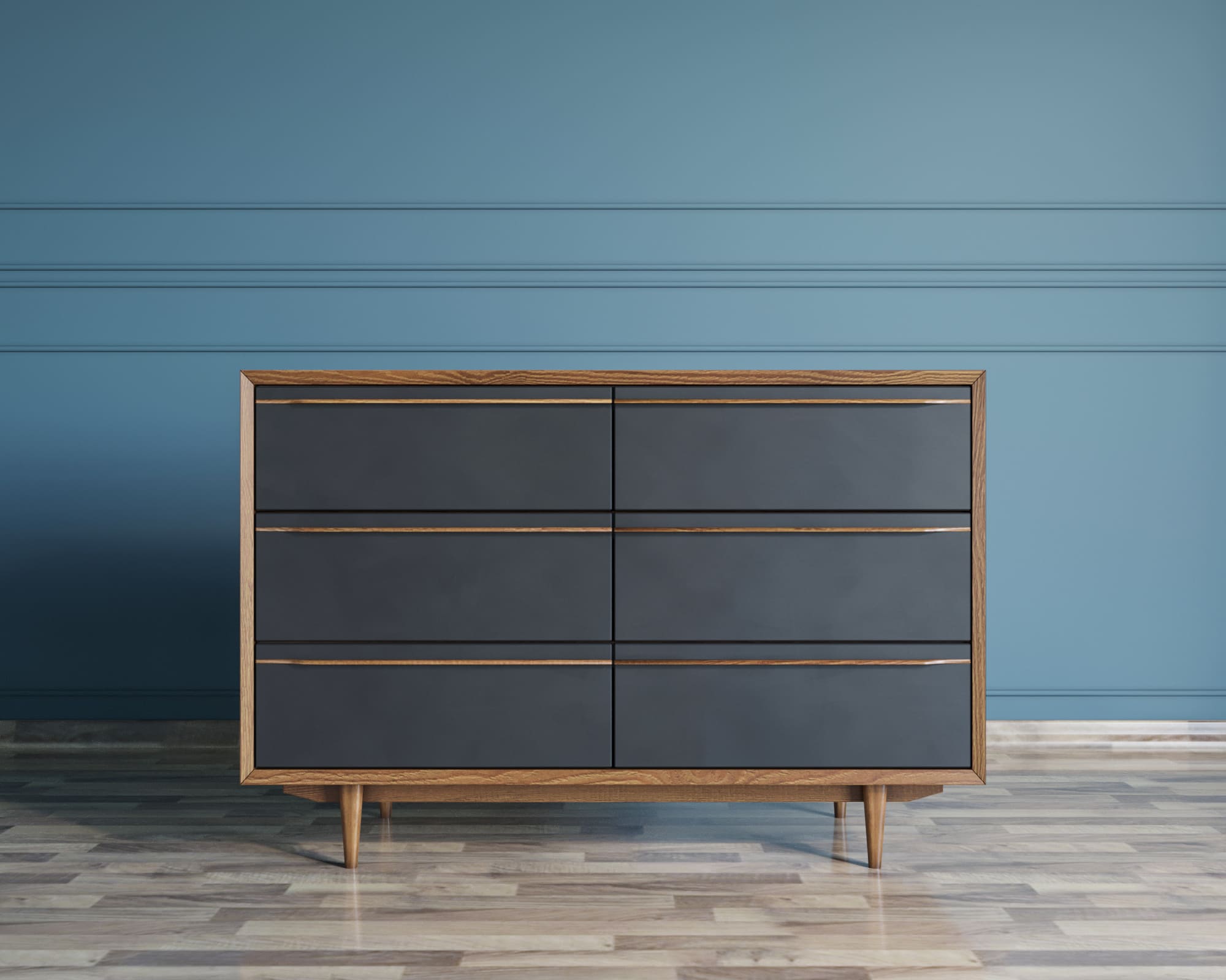 фото Комод "Bruni Black" с шестью ящиками арт BR05Black