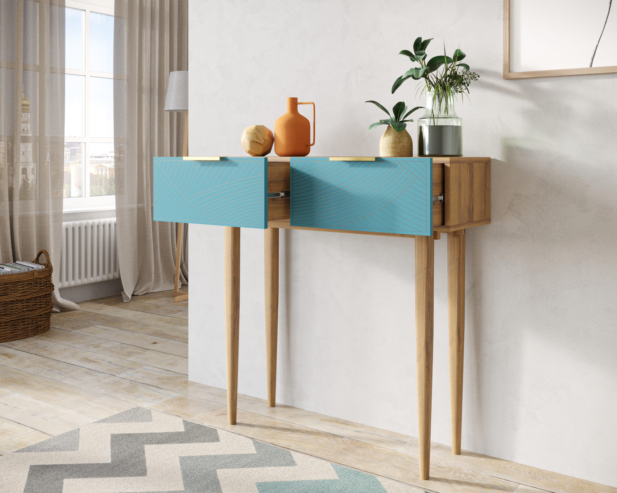 купить Консоль с двумя ящиками "Line" LN16/GR1/blue в Москве купить Консоль с двумя ящиками "Line" LN16/GR1/blue