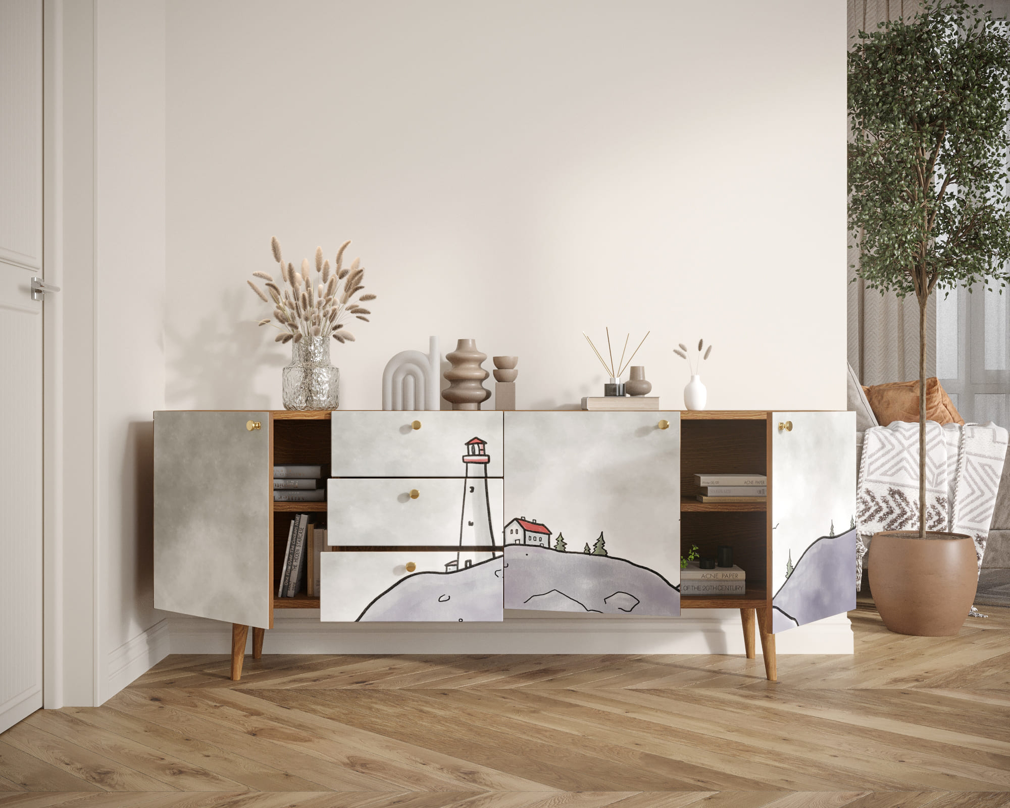 купить Комод "Berber" удлиненный арт BB11/Print_51