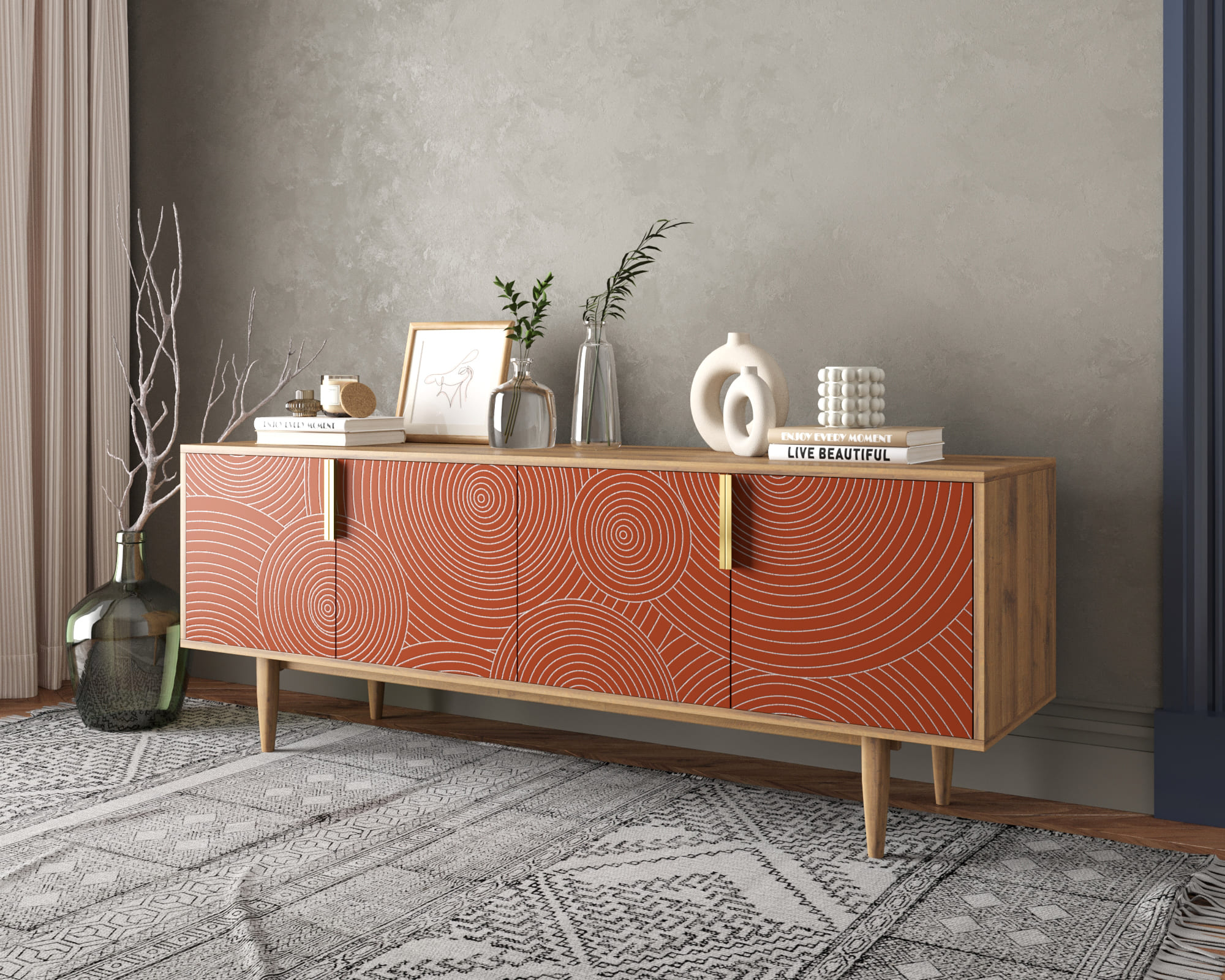 заказать Комод под TV с четыремя дверками "Line" R21/red в Москве заказать Комод под TV с четыремя дверками "Line" R21/red