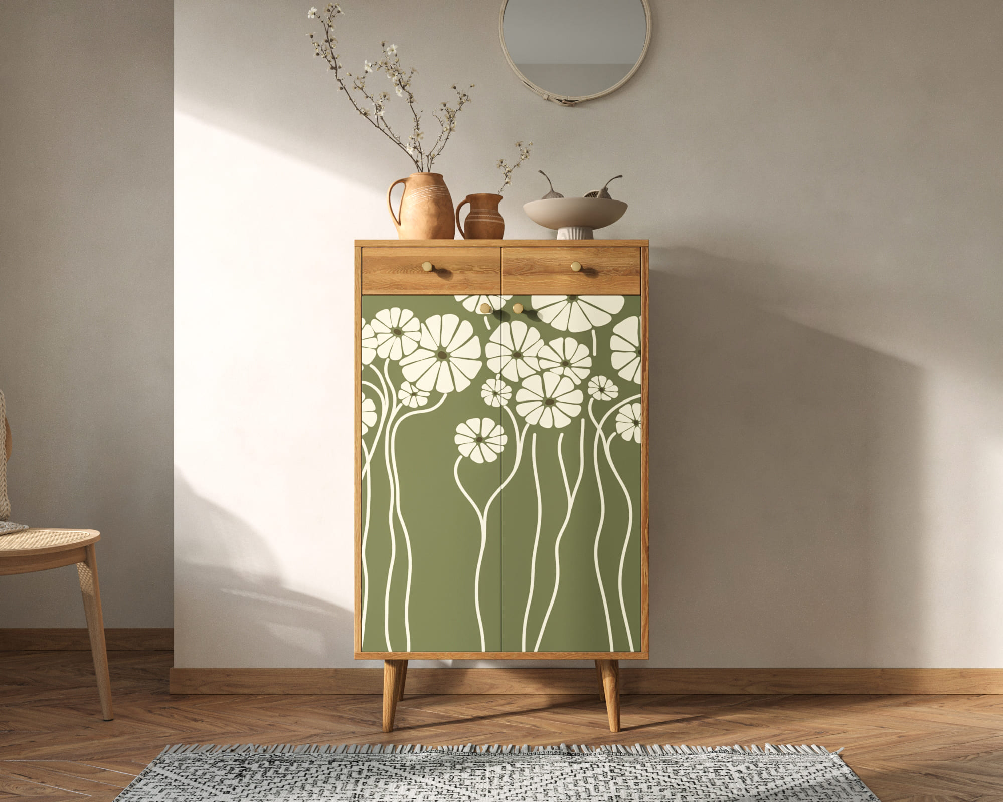 Комод "Berber" два ящика и дверки арт BB46/Print_53 в интернет-магазине