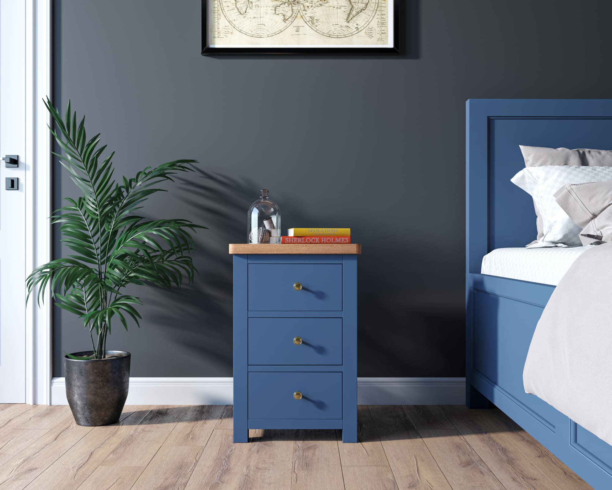 фото Тумба "Jules Verne" с тремя ящиками арт JV21ETGB Синий