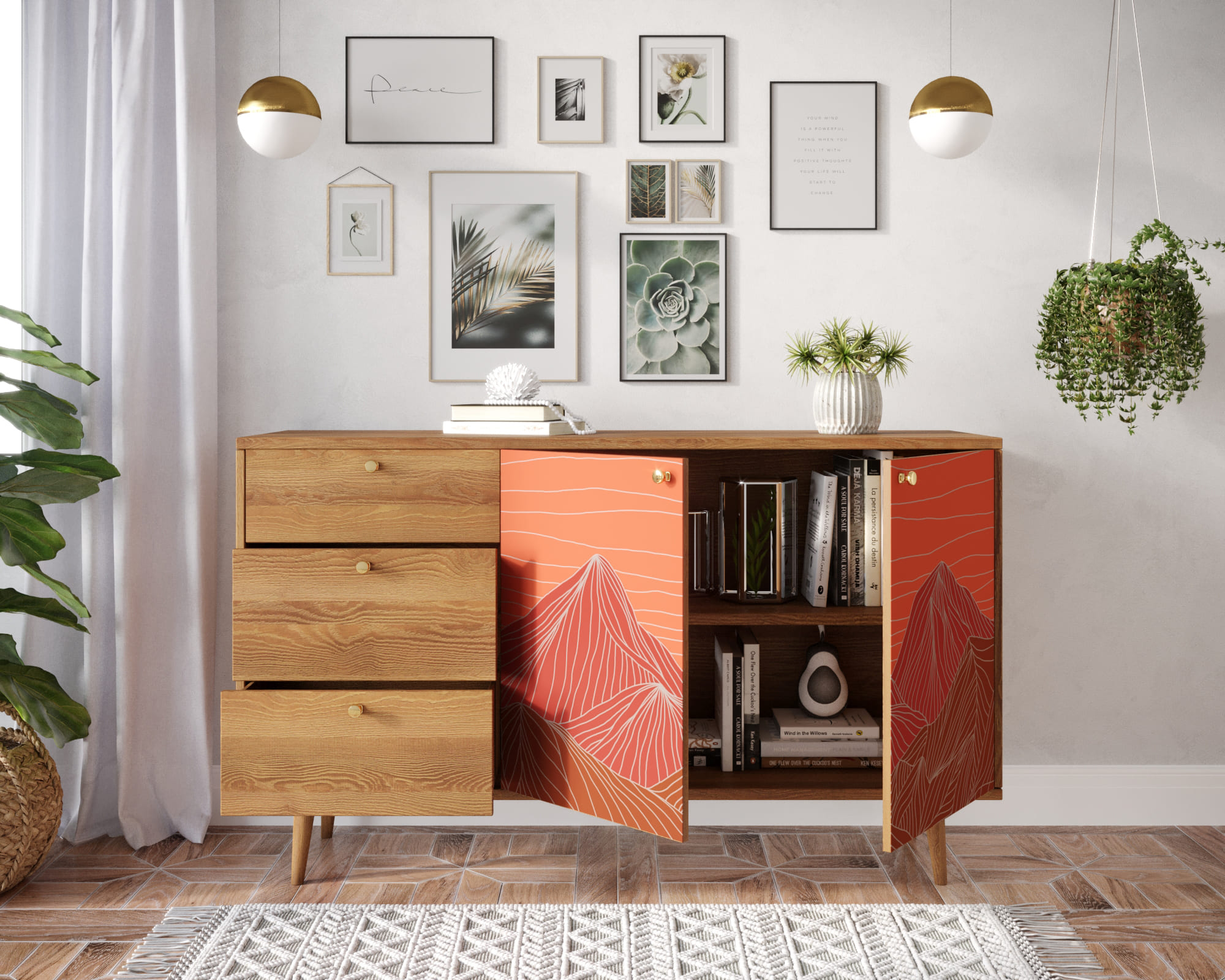 Комод "Berber" с двумя дверками и ящиками 49 принт арт BB05/Print_49 в интернет-магазине