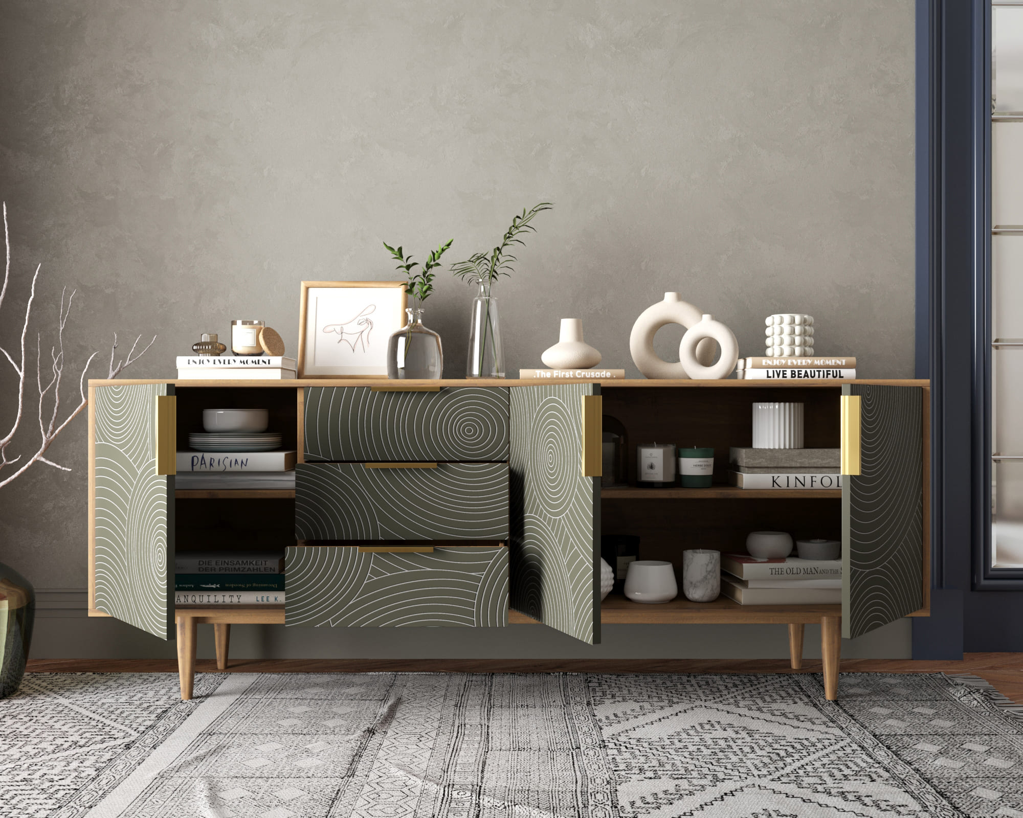 купить Комод "Line" удлиненный R25/browngrey