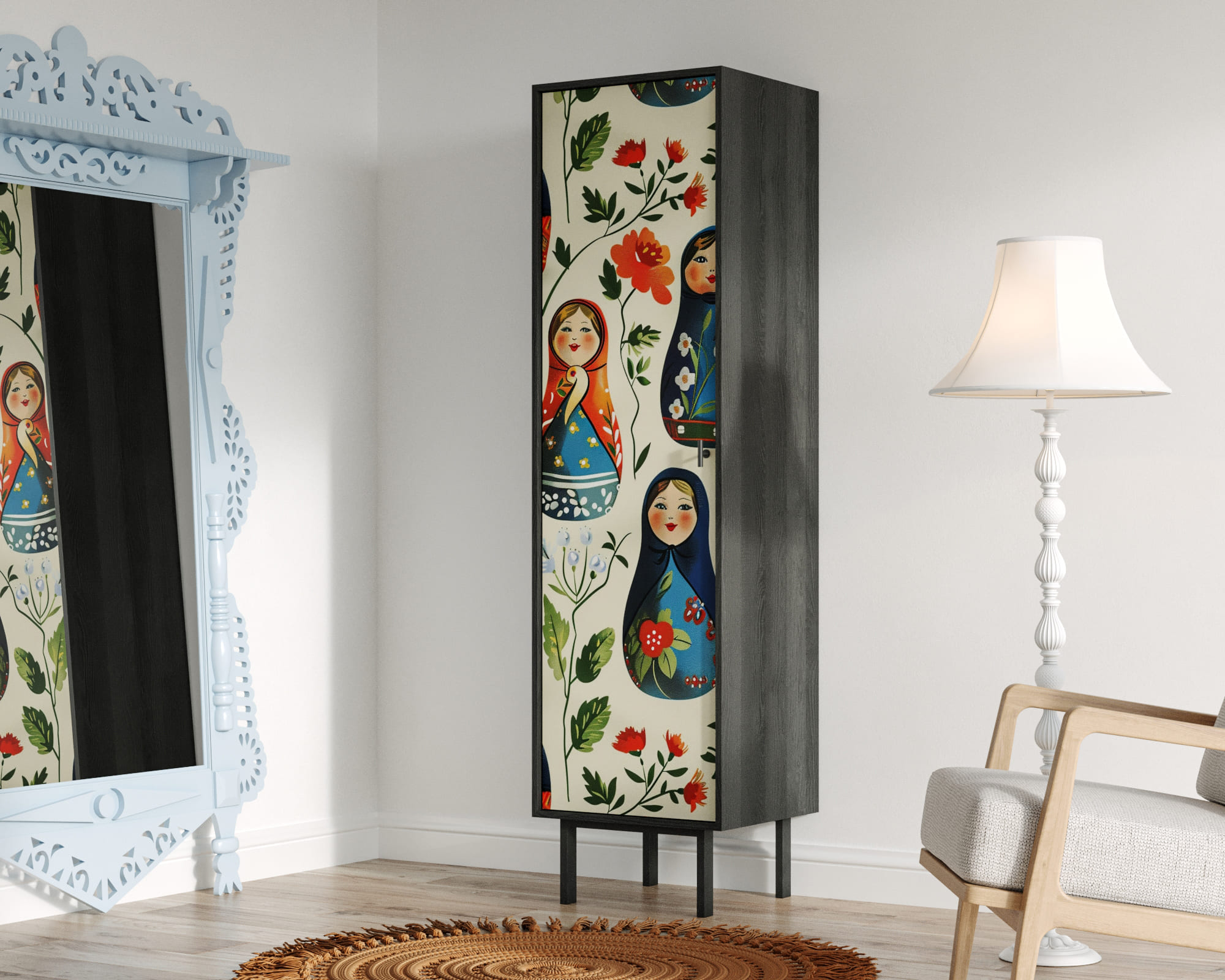 заказать Шкаф c одной дверкой "Emerson" Матрешки арт EM101/Art04