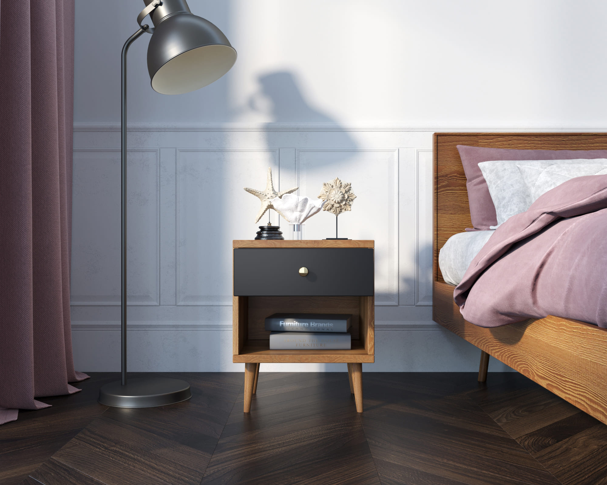 купить Тумбочка "Berber" с открытой полкой 33 принт арт BB33/Print_33, разноцветная