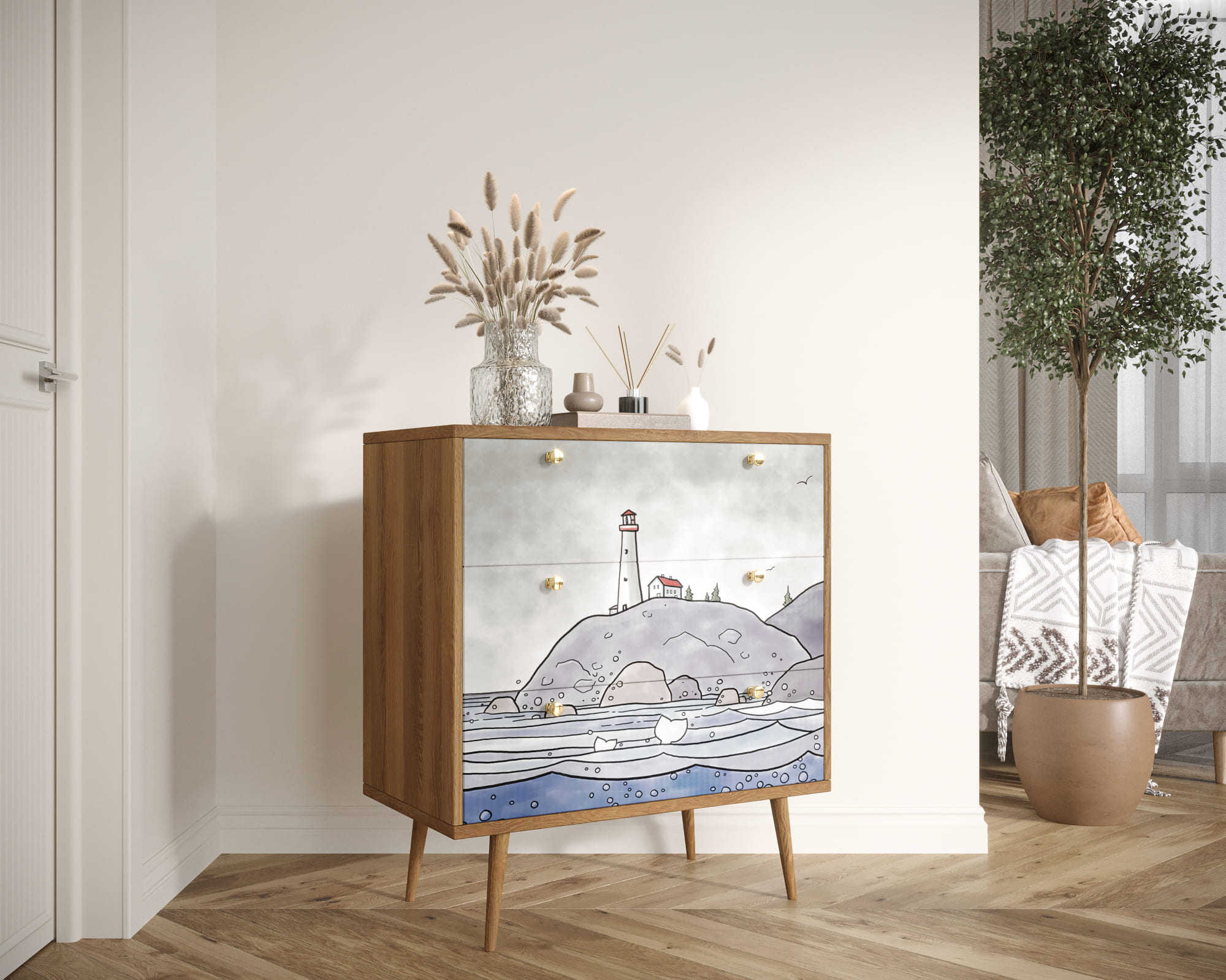 заказать Комод "Berber" три ящика арт BB40/Print_51 в Москве заказать Комод "Berber" три ящика арт BB40/Print_51