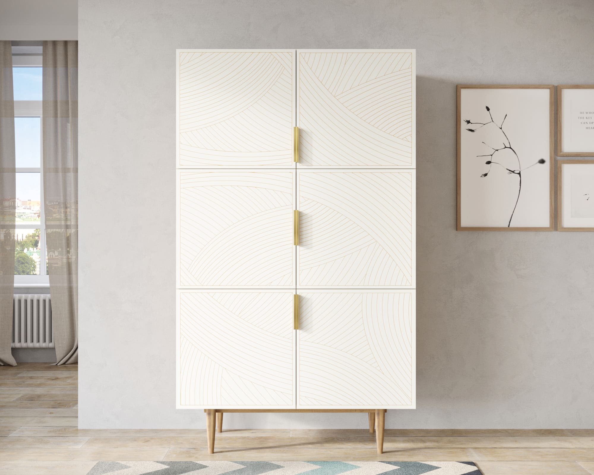 Большой комод с шестью дверками "Line" LN04/GR1/beige в интернет-магазине в Москве Большой комод с шестью дверками "Line" LN04/GR1/beige в интернет-магазине