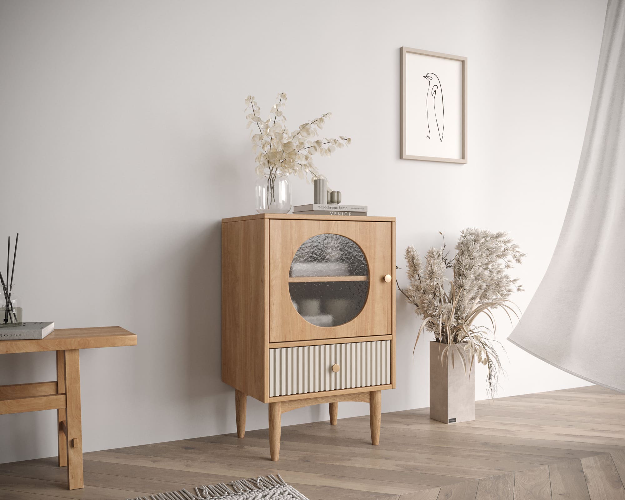 заказать Высокая тумба "Bubble" с одним ящиком арт BBL12, цвет - орех