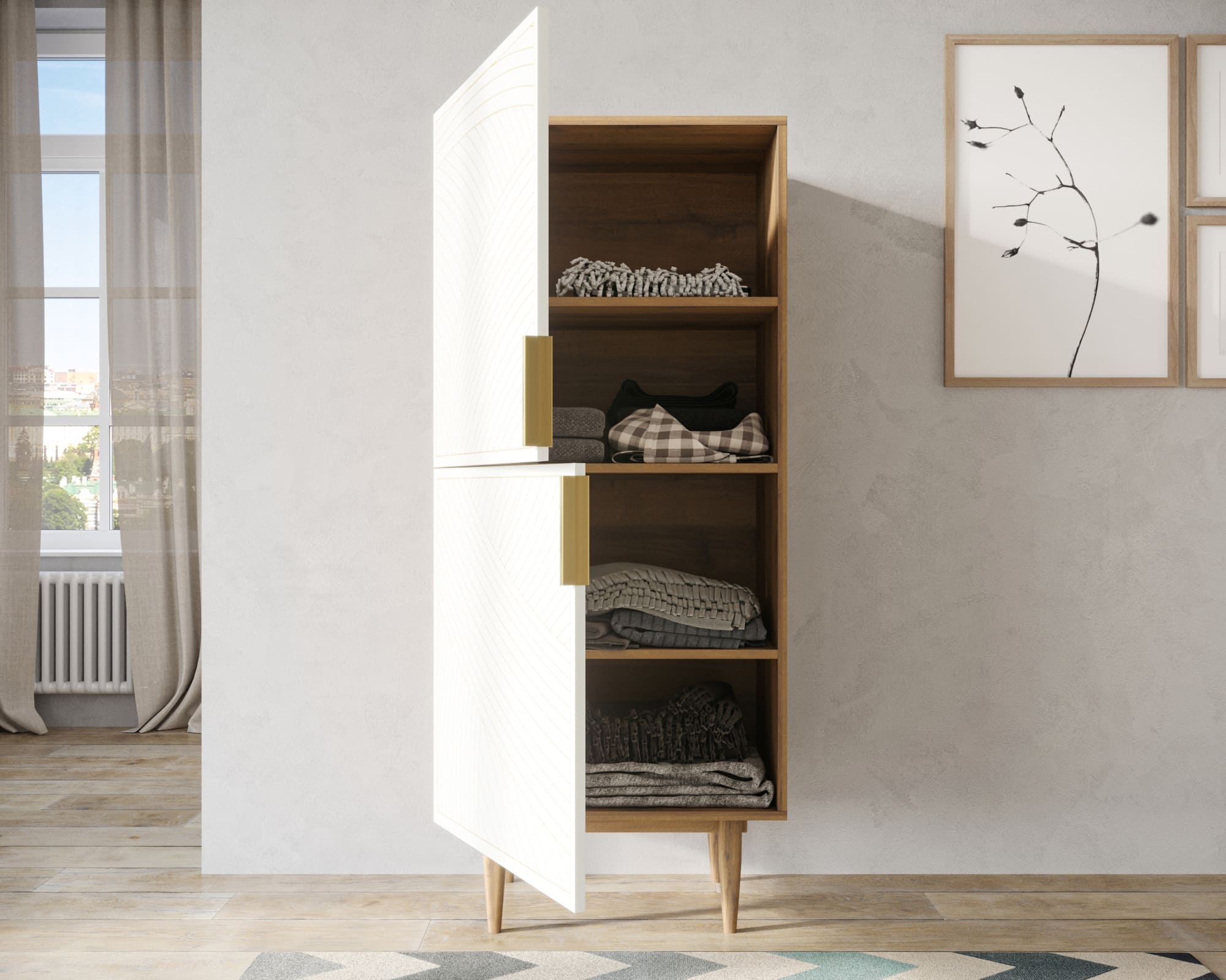 купить Вертикальный комод с двумя дверками "Line" LN05/GR1/beige в Москве купить Вертикальный комод с двумя дверками "Line" LN05/GR1/beige