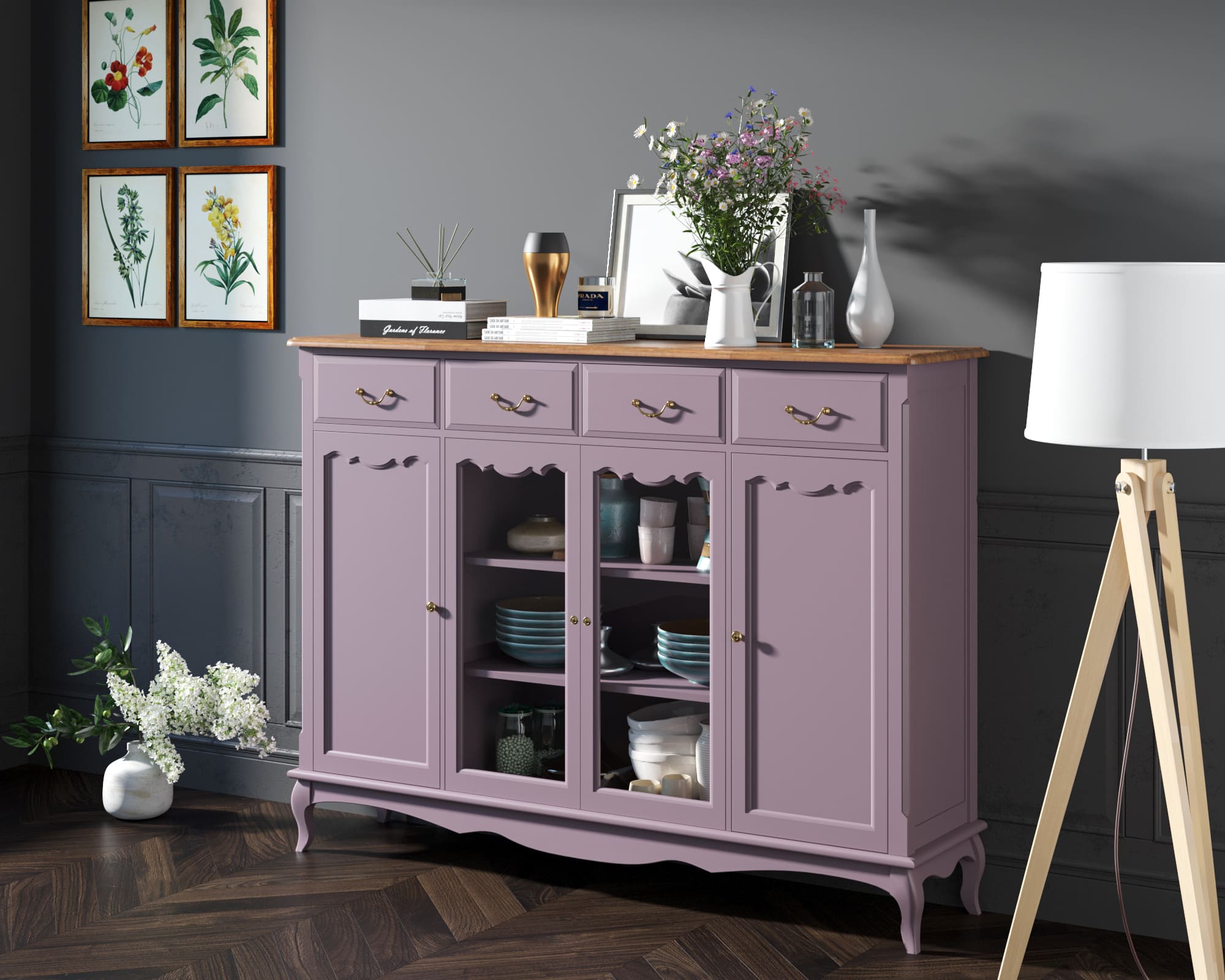 заказать Комод-витрина Leontina Lavanda арт ST9363L в Москве заказать Комод-витрина Leontina Lavanda арт ST9363L