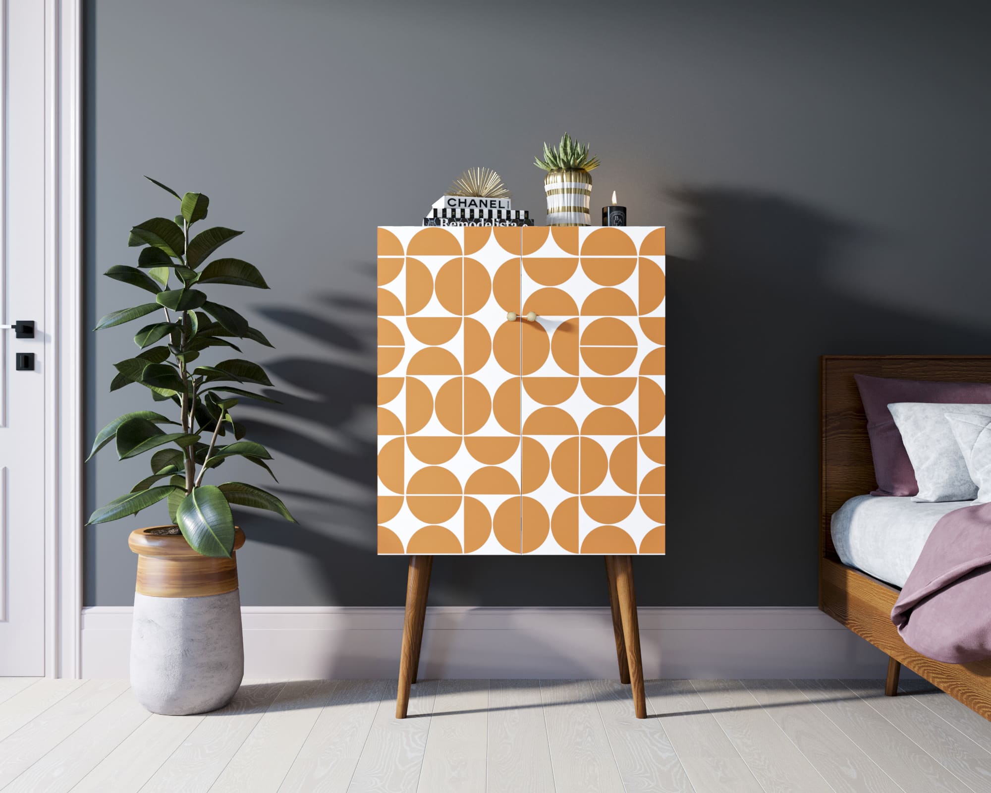 Комод на высоких ножках "Berber" 14 принт арт BB09/Print_14 в интерьере