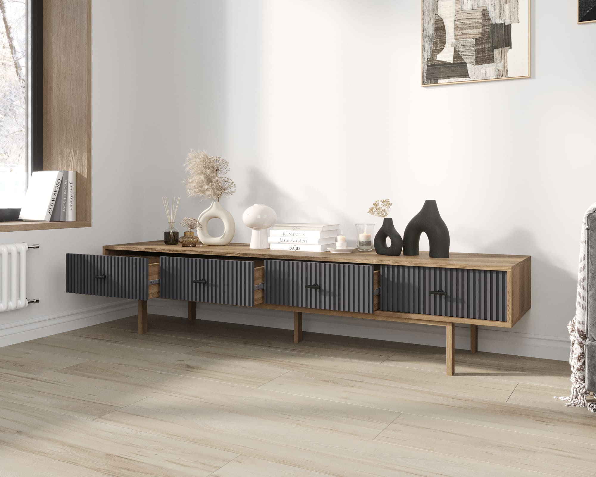 купить Комод с четырьмя ящиками под TV "Emerson" арт EM06/7024/L