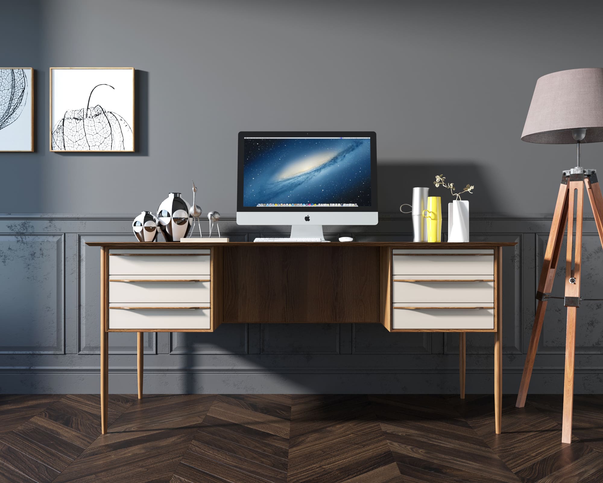 Рабочий письменный стол "Bruni white" с ящиками арт BR47WH в интернет-магазине