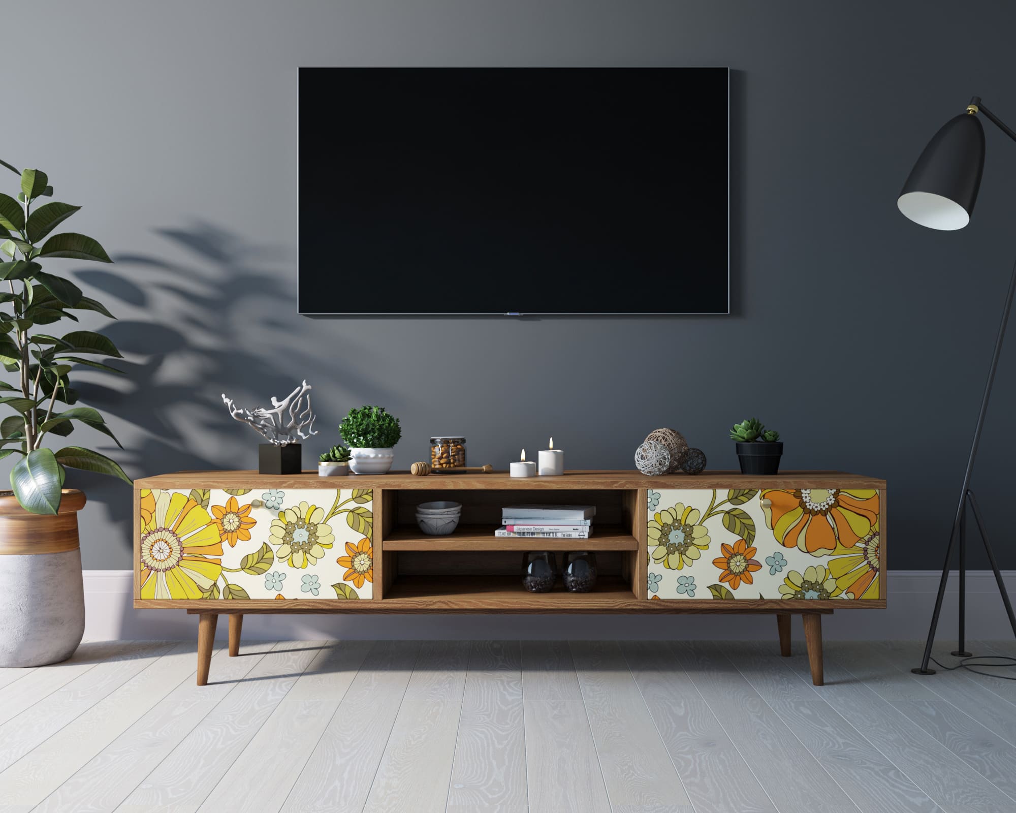 Комод "Berber" с нишей низкий под TV принт 47 арт BB49/Print_47 в интернет-магазине