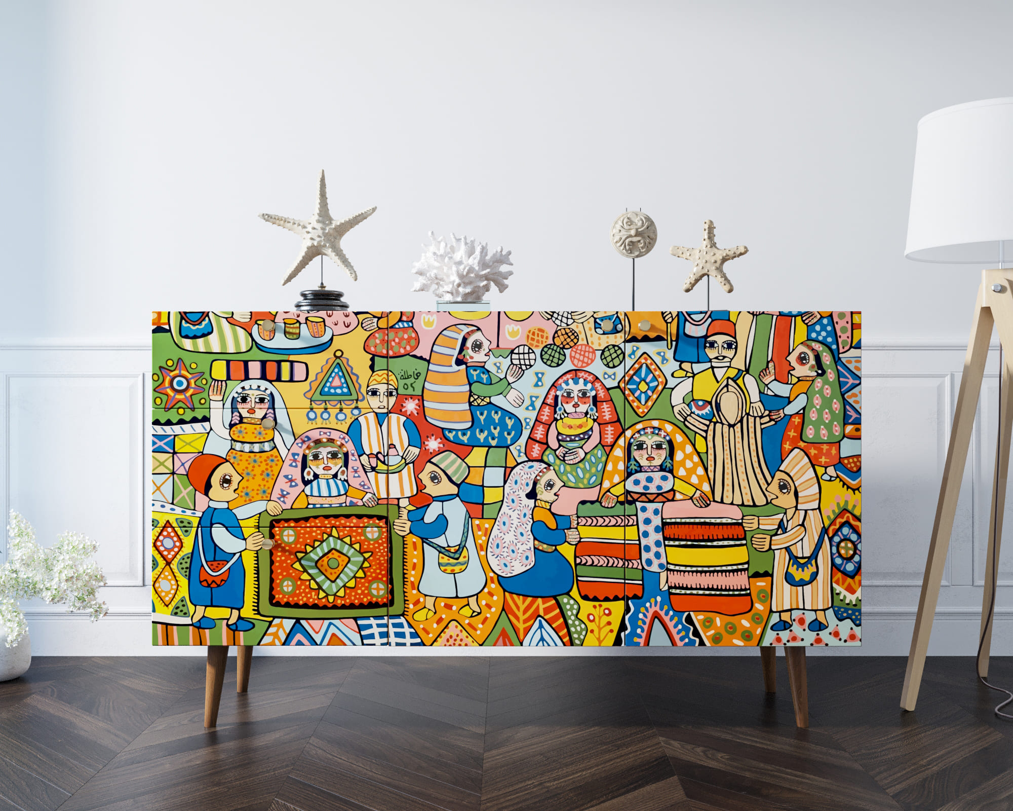 фото Комод "Berber" с двумя дверками и ящиками принт 1 арт BB17/Print_01