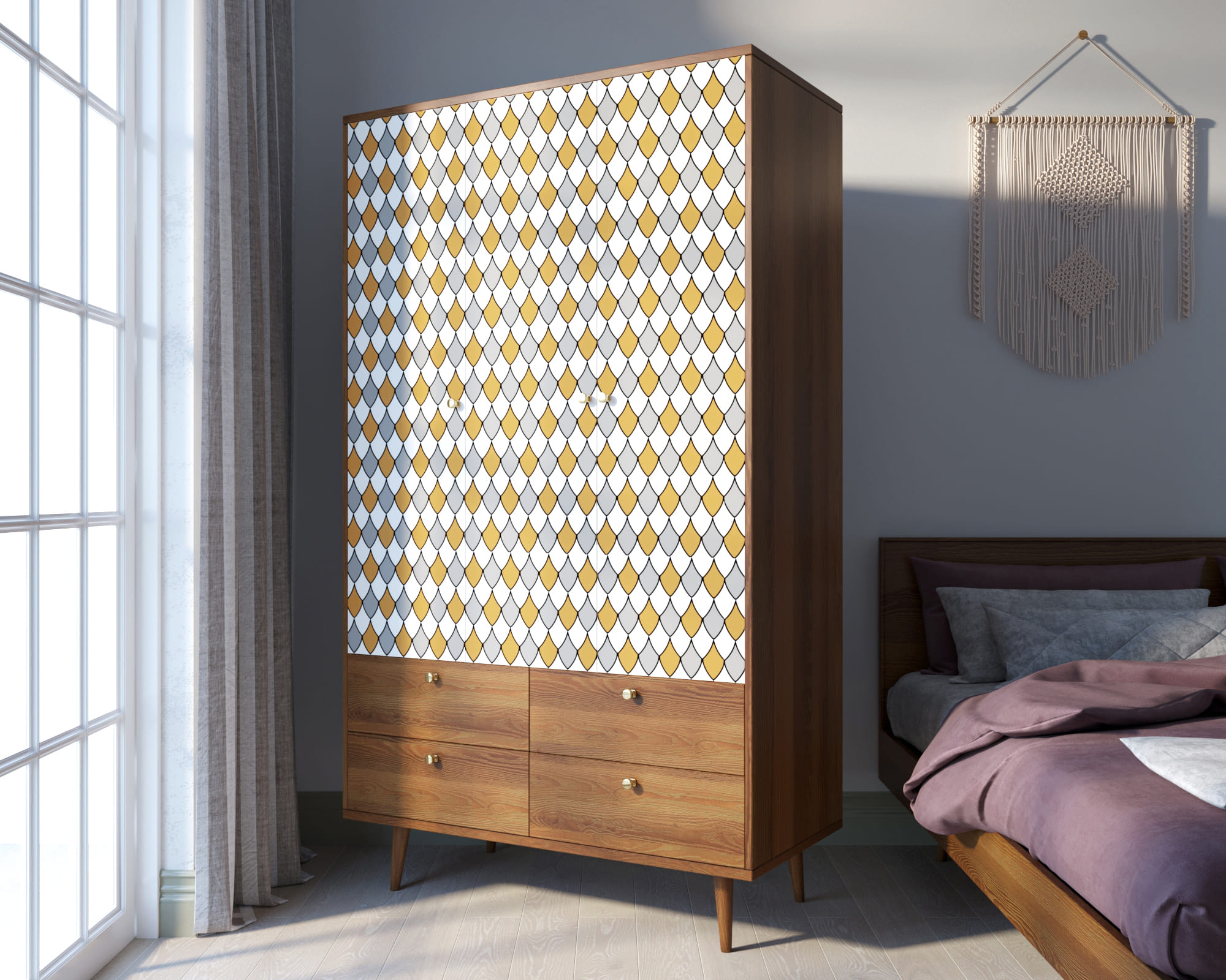 фото Шкаф трехстворчатый "Berber" принт 22 арт BB02/Print_22