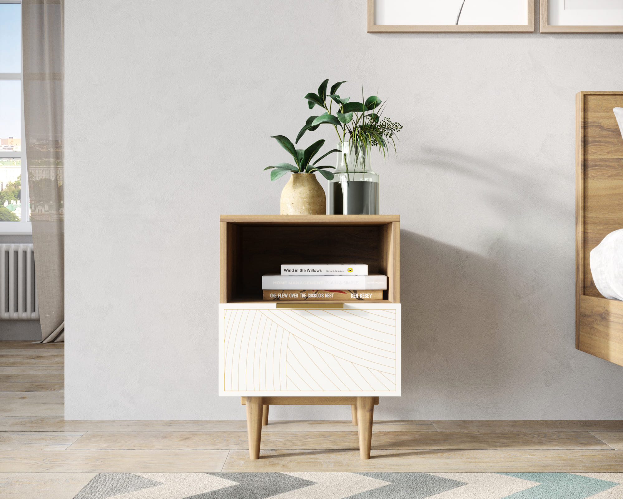 Тумбочка с нижним ящиком "Line" LN09/GR1/beige в интернет-магазине в Москве Тумбочка с нижним ящиком "Line" LN09/GR1/beige в интернет-магазине