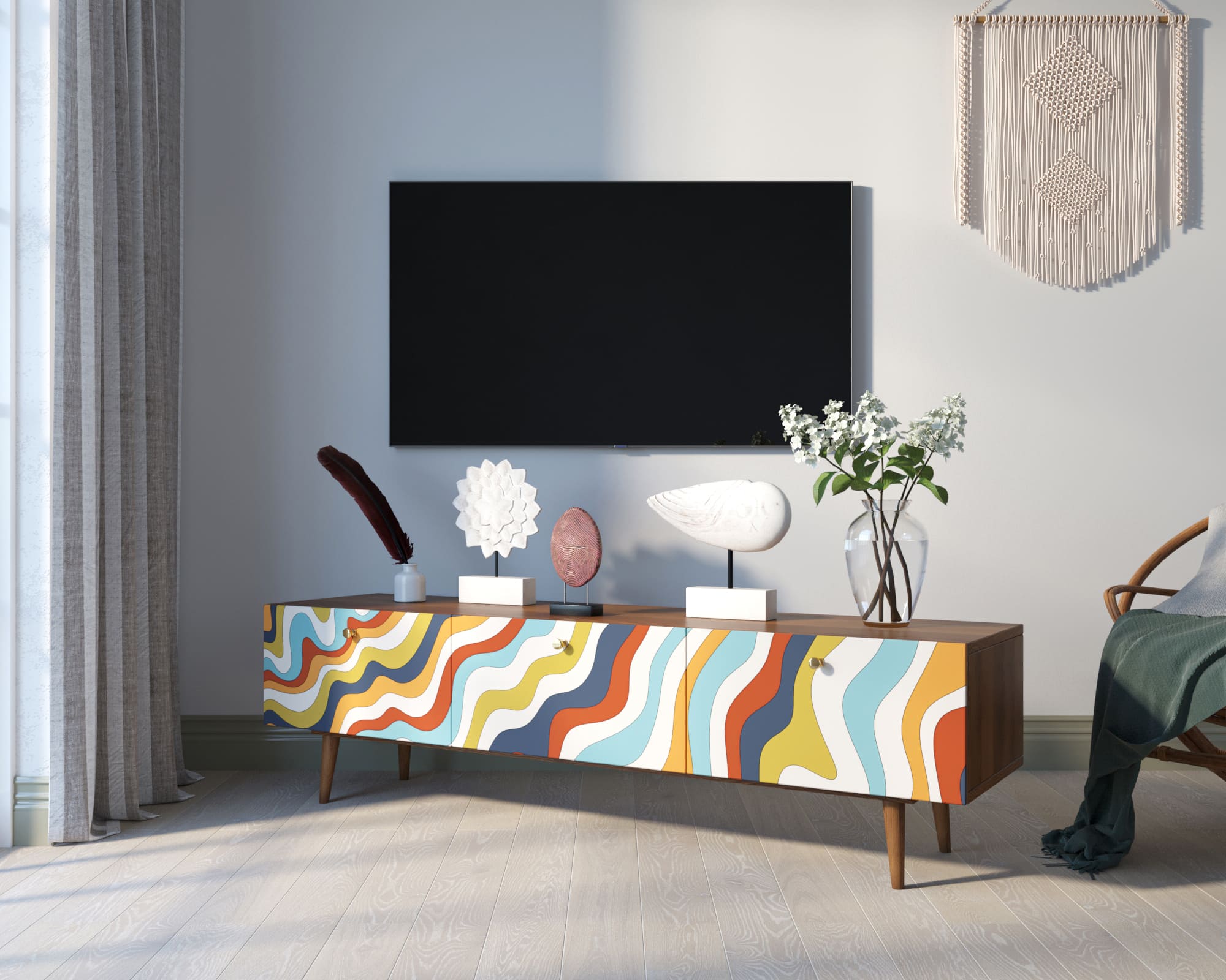 фото Комод "Berber" с ящиками низкий под TV 21 принт арт BB19/Print_21 в Москве фото Комод "Berber" с ящиками низкий под TV 21 принт арт BB19/Print_21