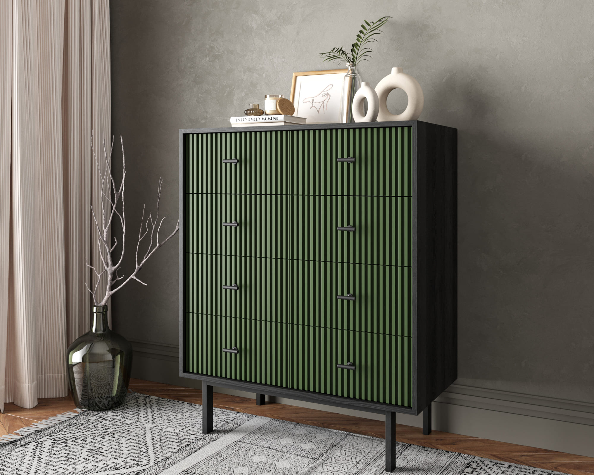 заказать Комод на восемь ящиков "Emerson" арт EM20/green/L