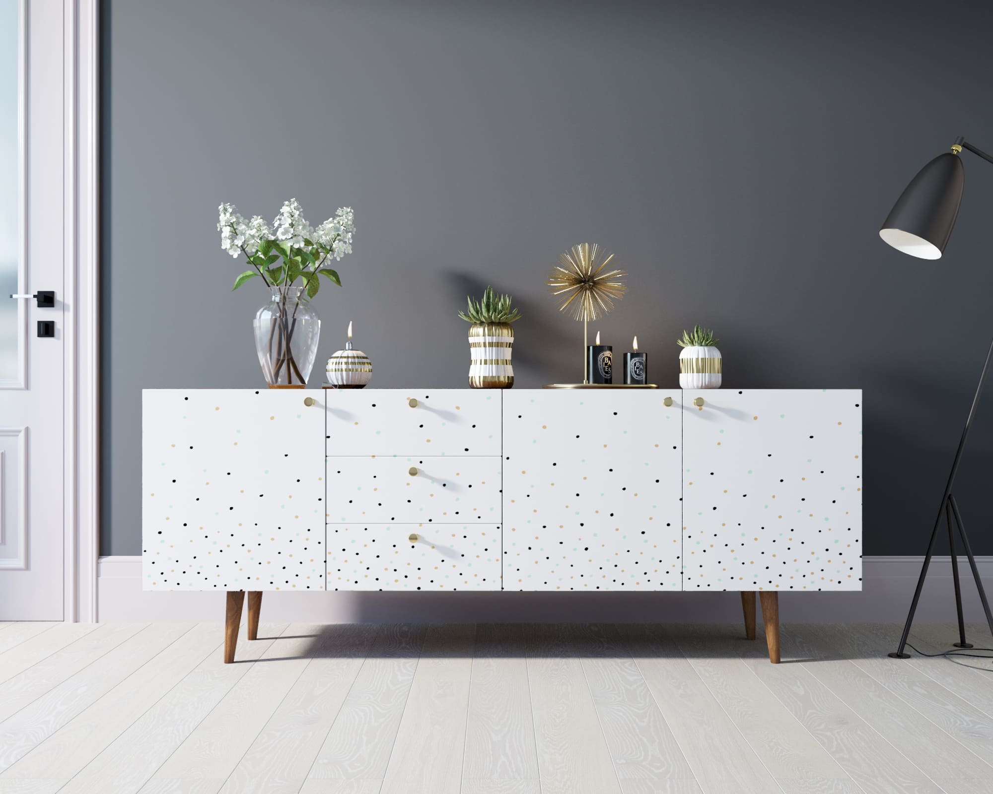 Комод "Berber" удлиненный принт 15 арт BB11/Print_15 в интерьере