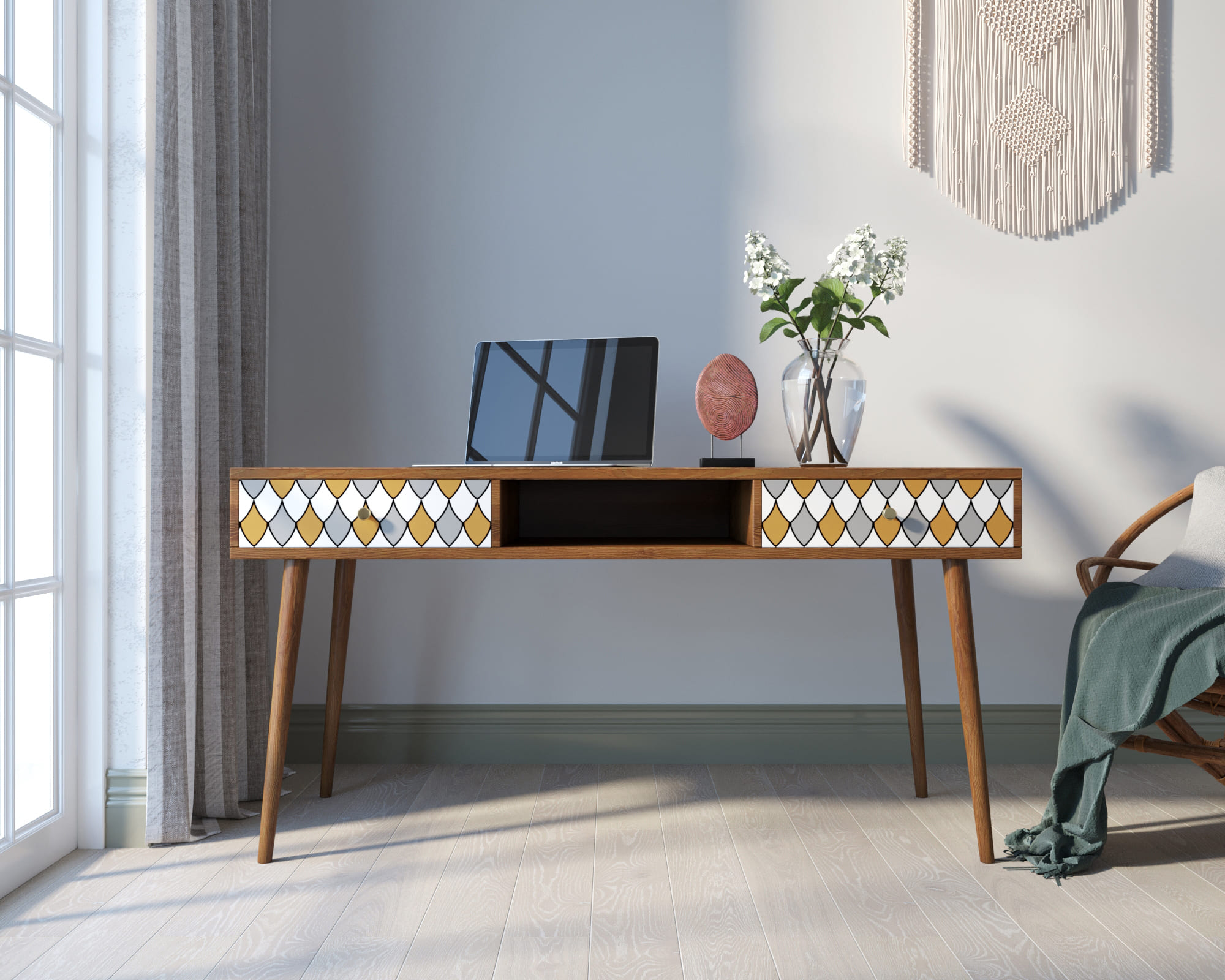 Стол рабочий "Berber" принт 22 арт BB18/Print_22 в интерьере