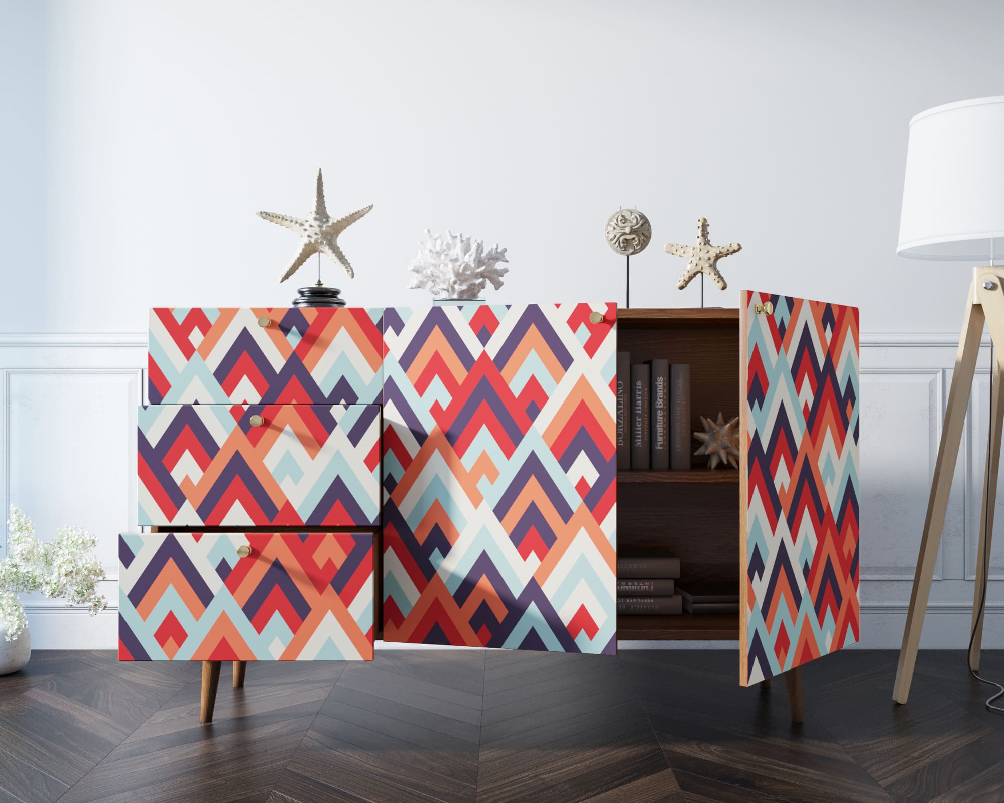 Комод "Berber" с двумя дверками и ящиками принт 2 арт BB17/Print_02 в интернет-магазине